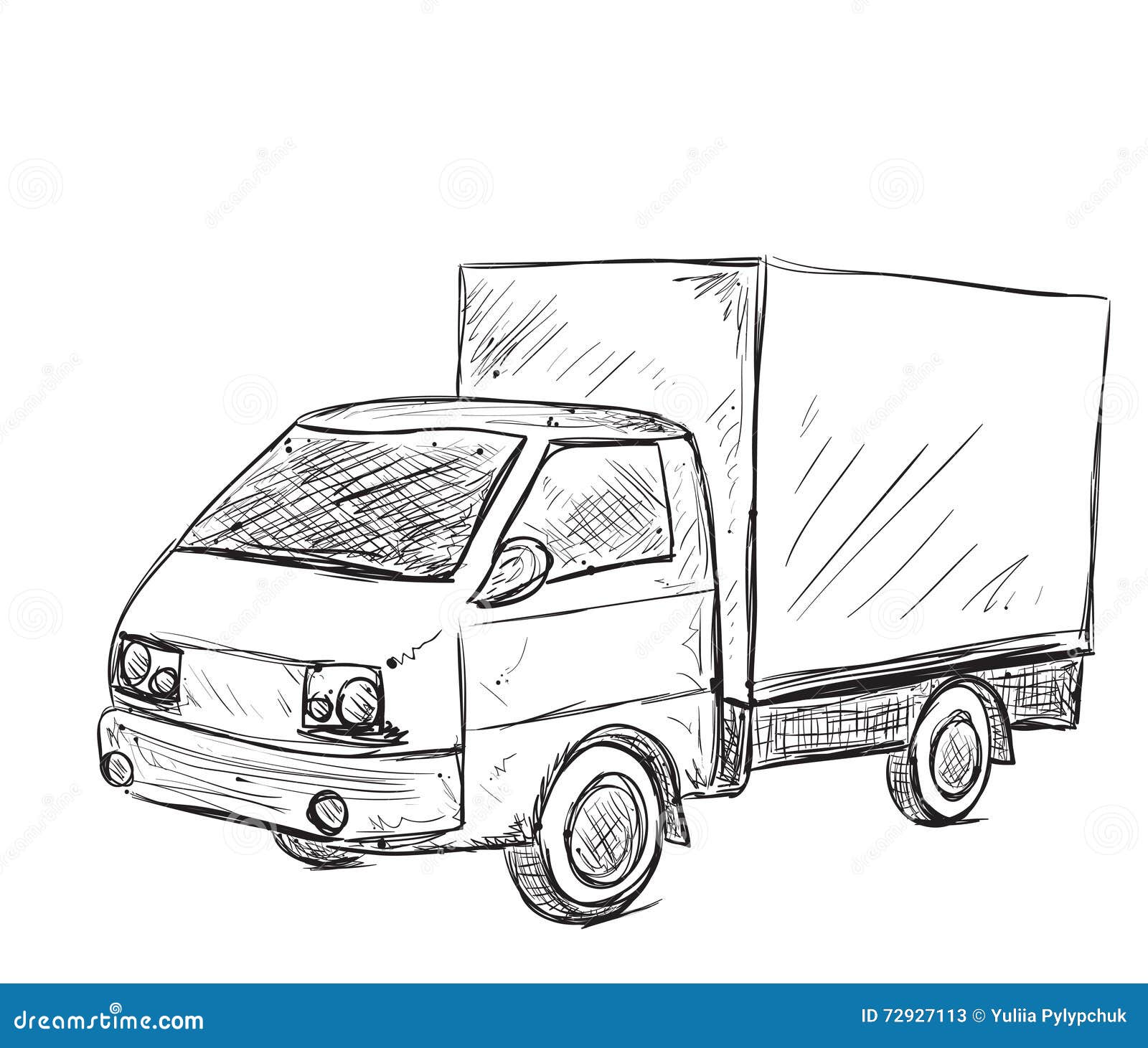 Hand gezeichneter LKW vektor abbildung. Illustration von drehzahl