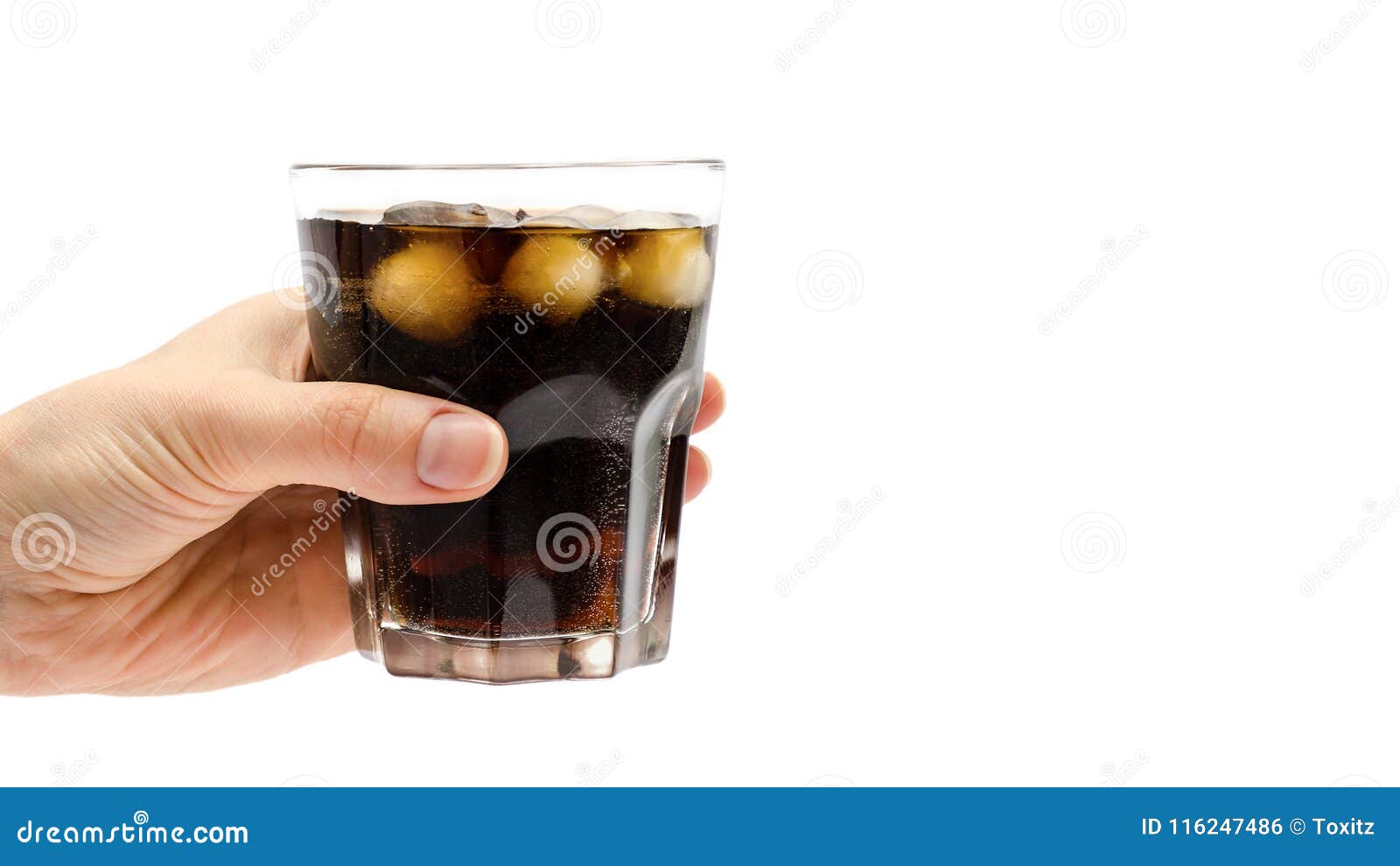 Hand of Girl Holding Glass of Rum with Coke. Isolated on White Background.  Copy Space, Template. Stock Photo - Image of party, caucasian: 116247486