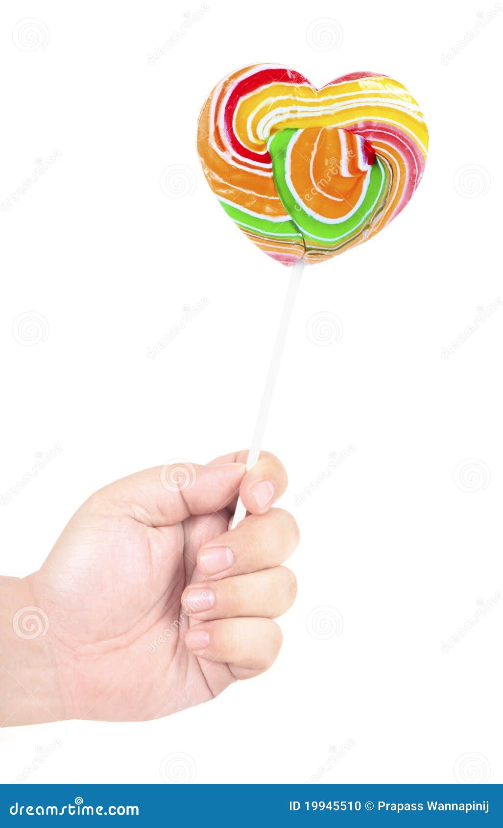 Hand Give Colorful Heart Shape Lollipop Isolated Stock Photo - Image of ...