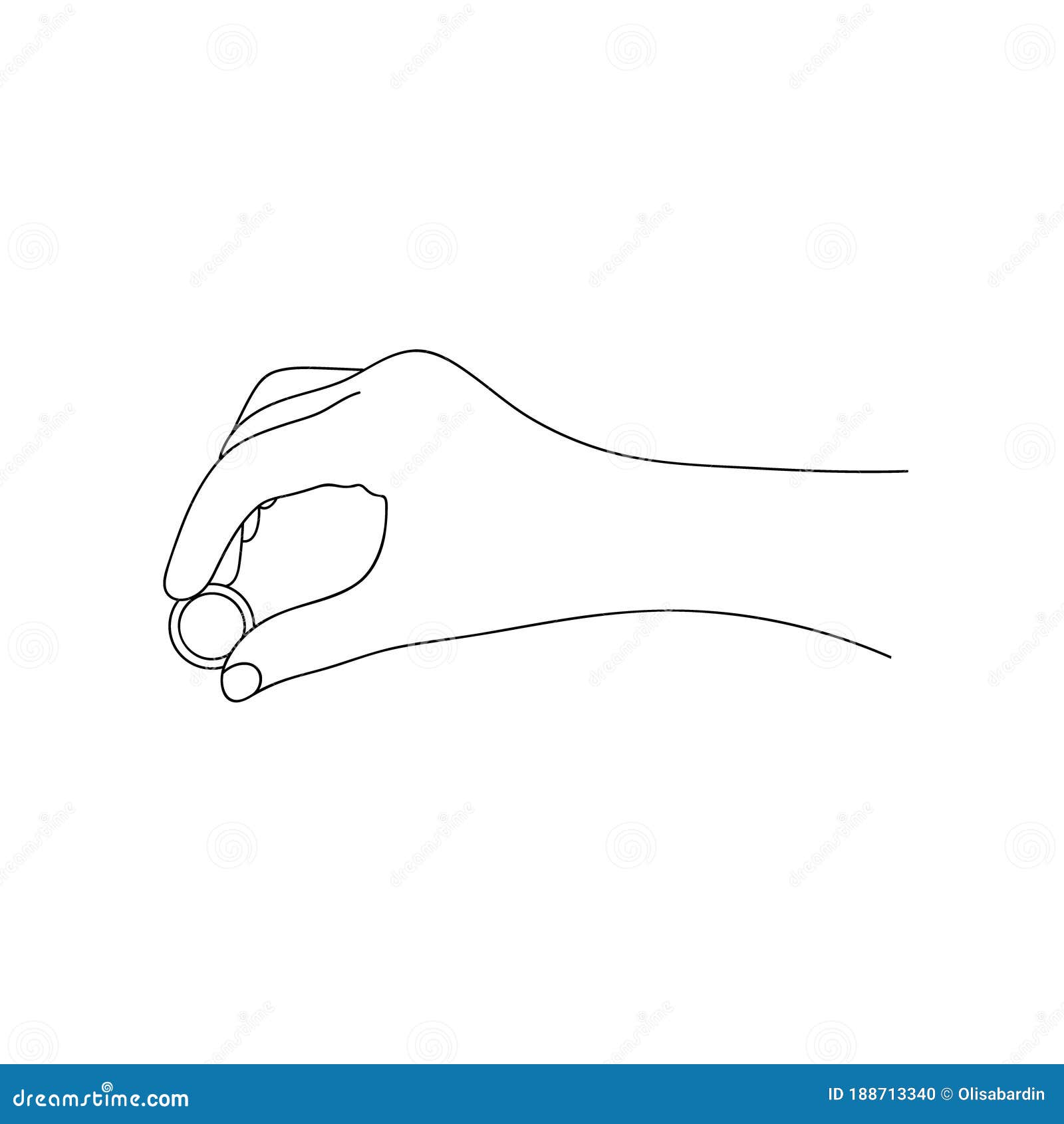 Hand Giving a Coin. Line Drawing. Vector Illustration Stock Vector ...