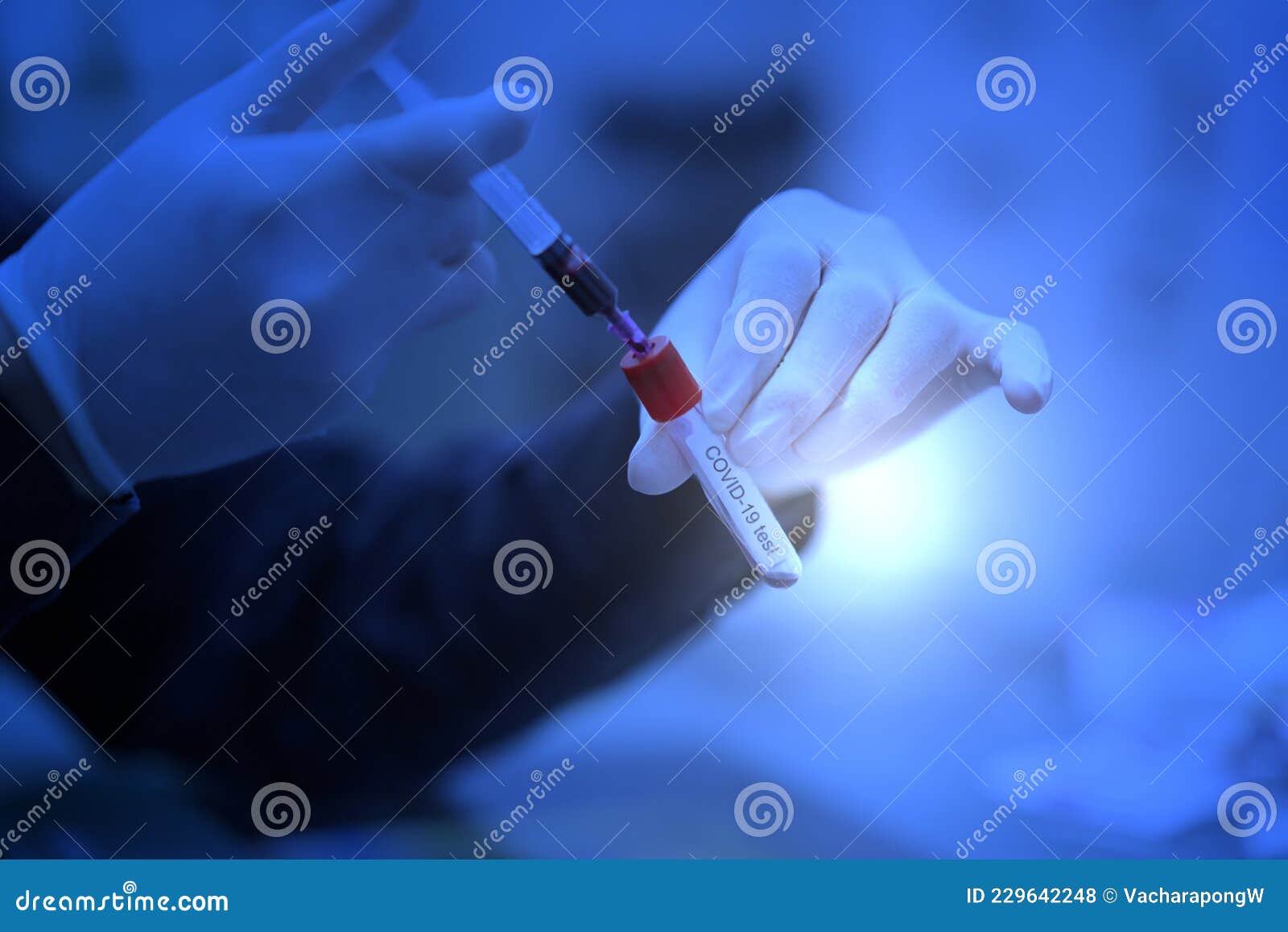 Hand Glove Drawblood Sample Inside for Test Stock Photo Image of