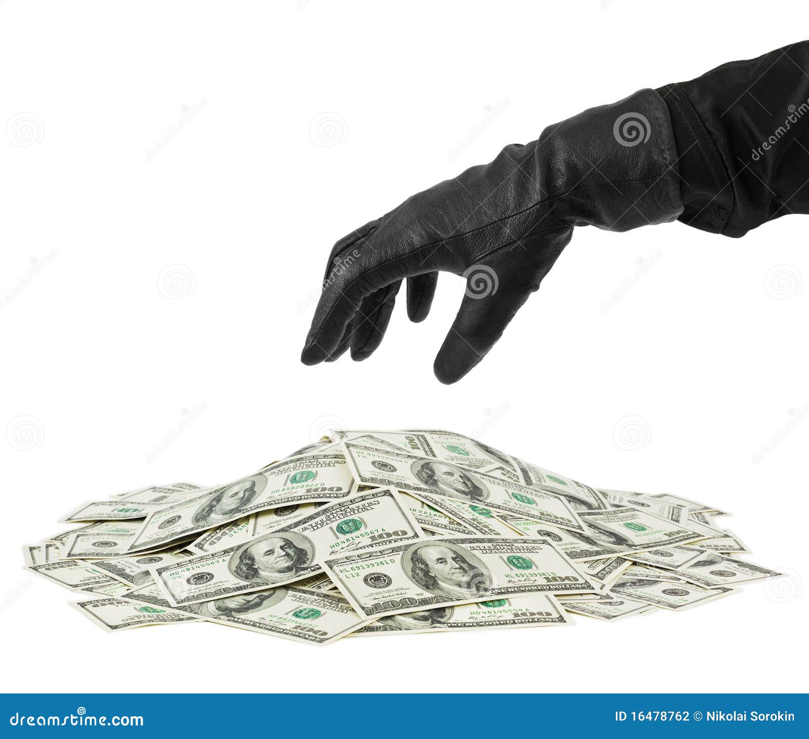 Hand in glove and money stock photo. Image of gambling 16478762