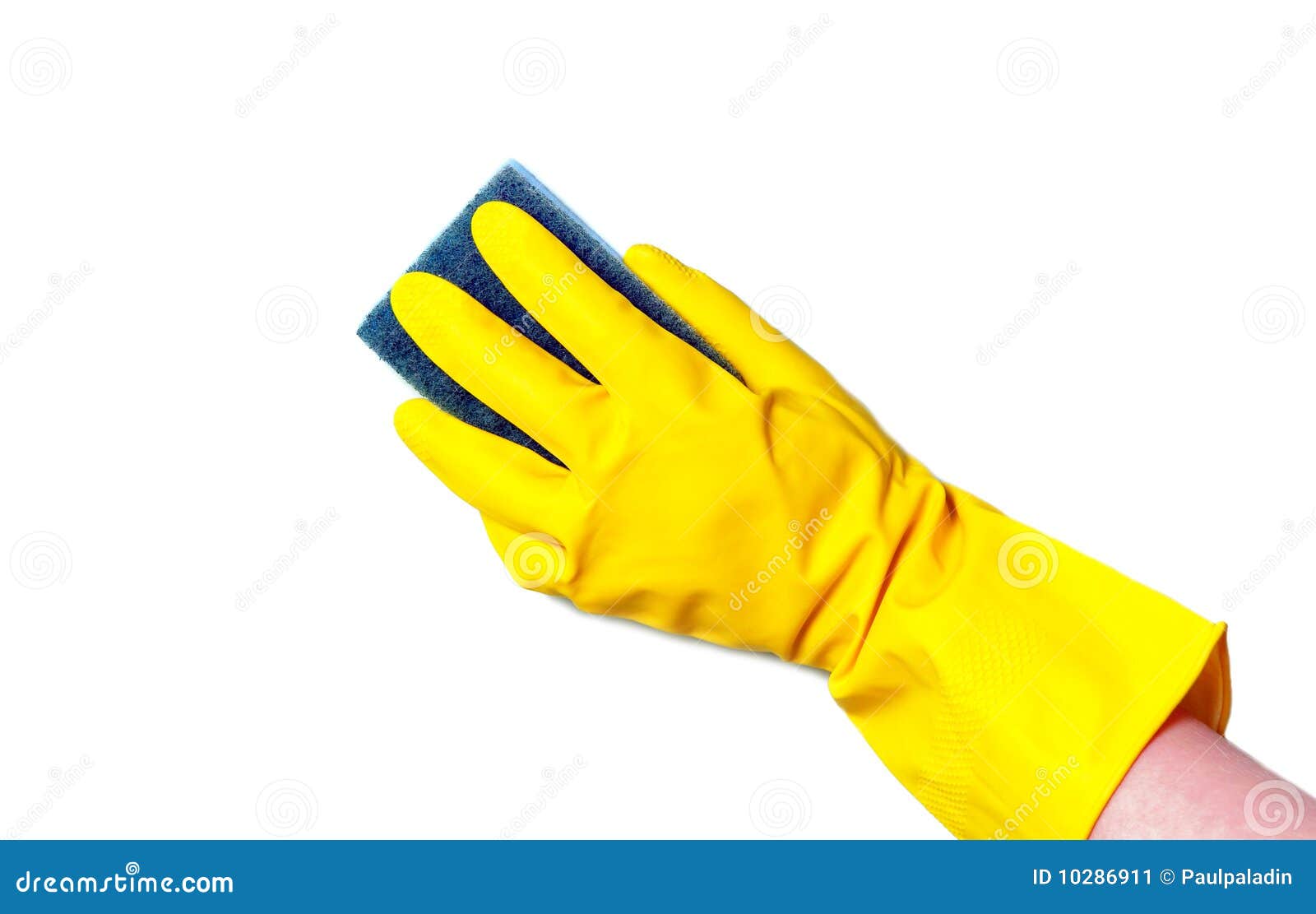 Hand in glove with sponge stock image. Image of domestic 10286911