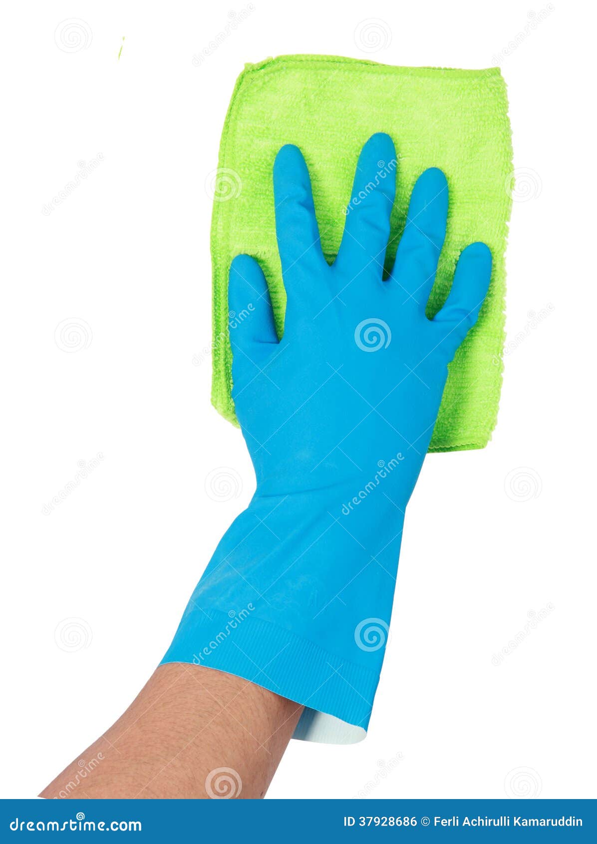 Hand With Glove Using Cleaning Mop To Clean Up Royalty Free Stock Image