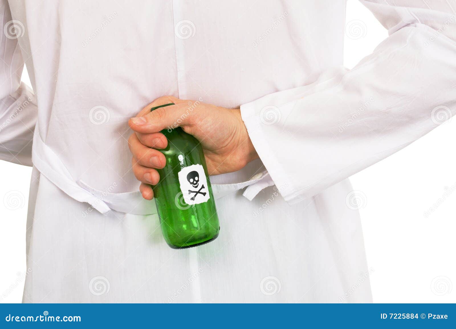 hand with green bottle