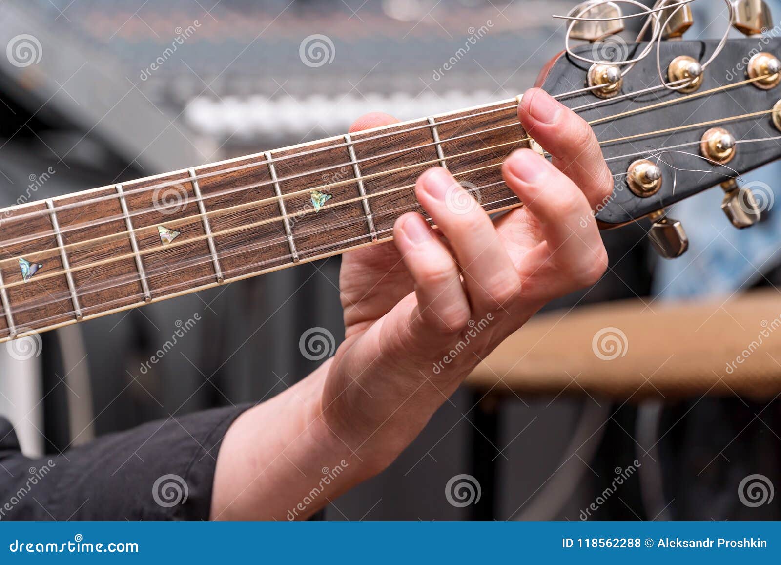 The Hand of the Guitarist on Fingerboard Stock Photo Image of country