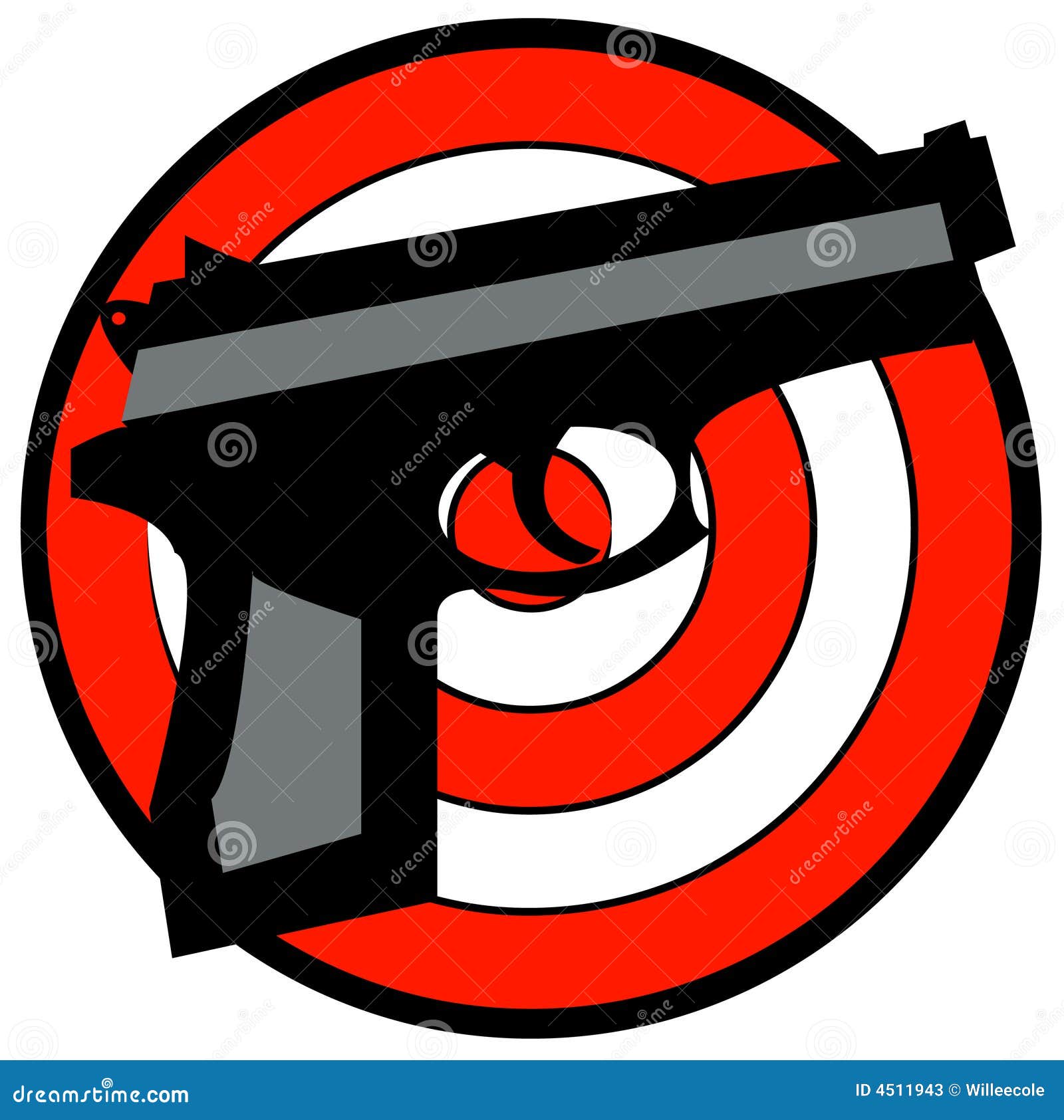 Hand gun with target stock vector. Illustration of fire 4511943