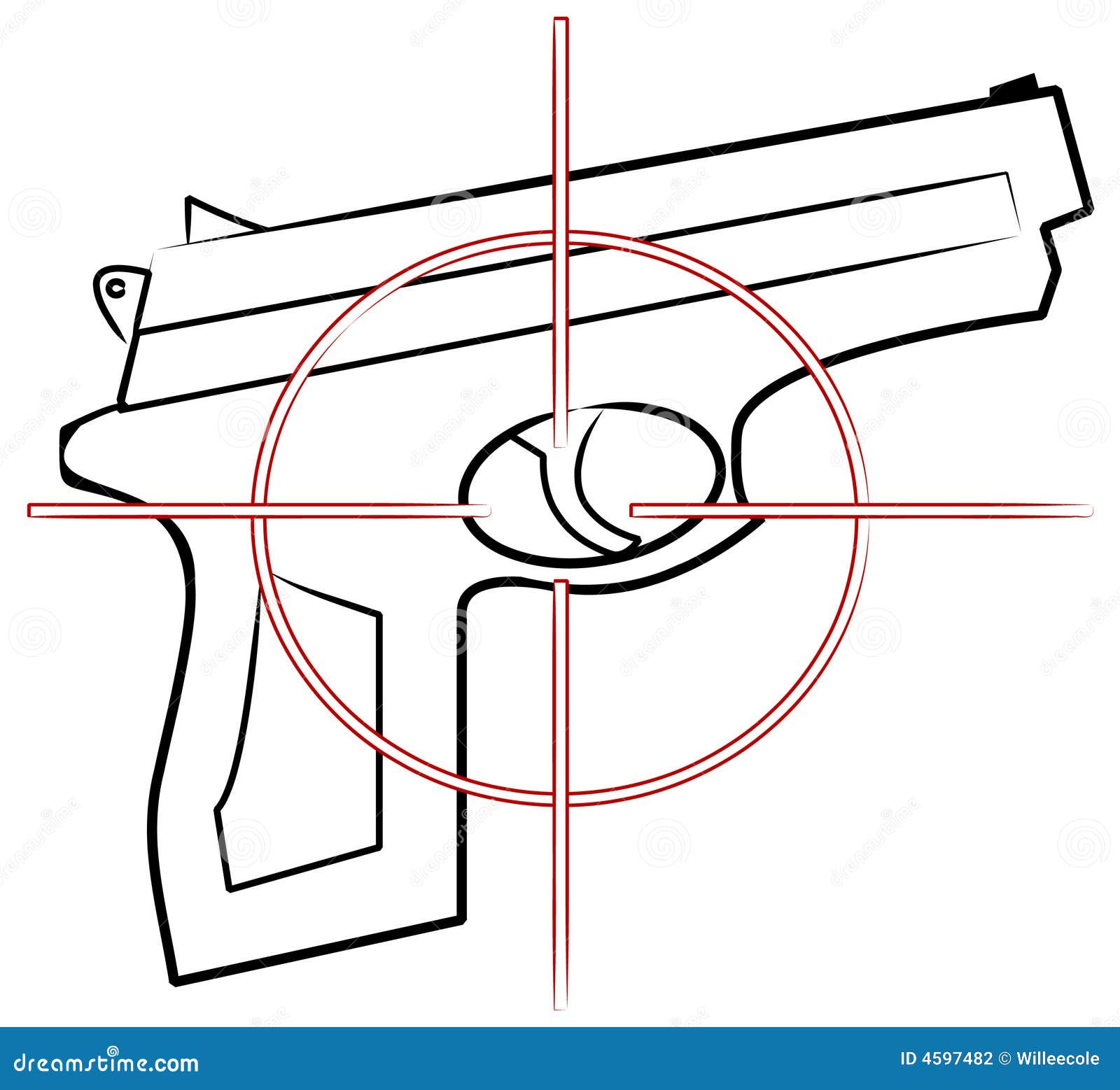 Hand gun with target stock vector. Illustration of firearm 4597482