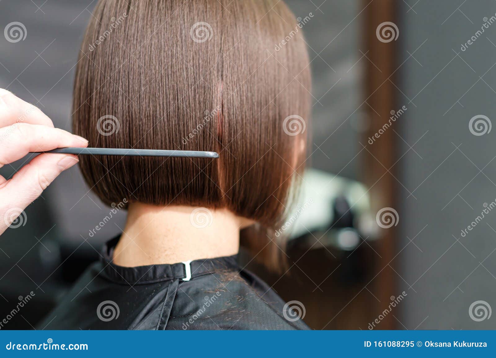 Hand of Hairdresser is Combing a Client`s Short Brown Hair with a Comb  Stock Image - Image of closeup, coiffure: 161088295