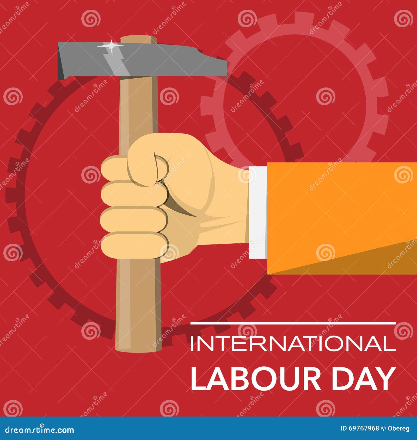 Hand with Hammer International Labour Day Stock Vector Illustration of celebration, concept