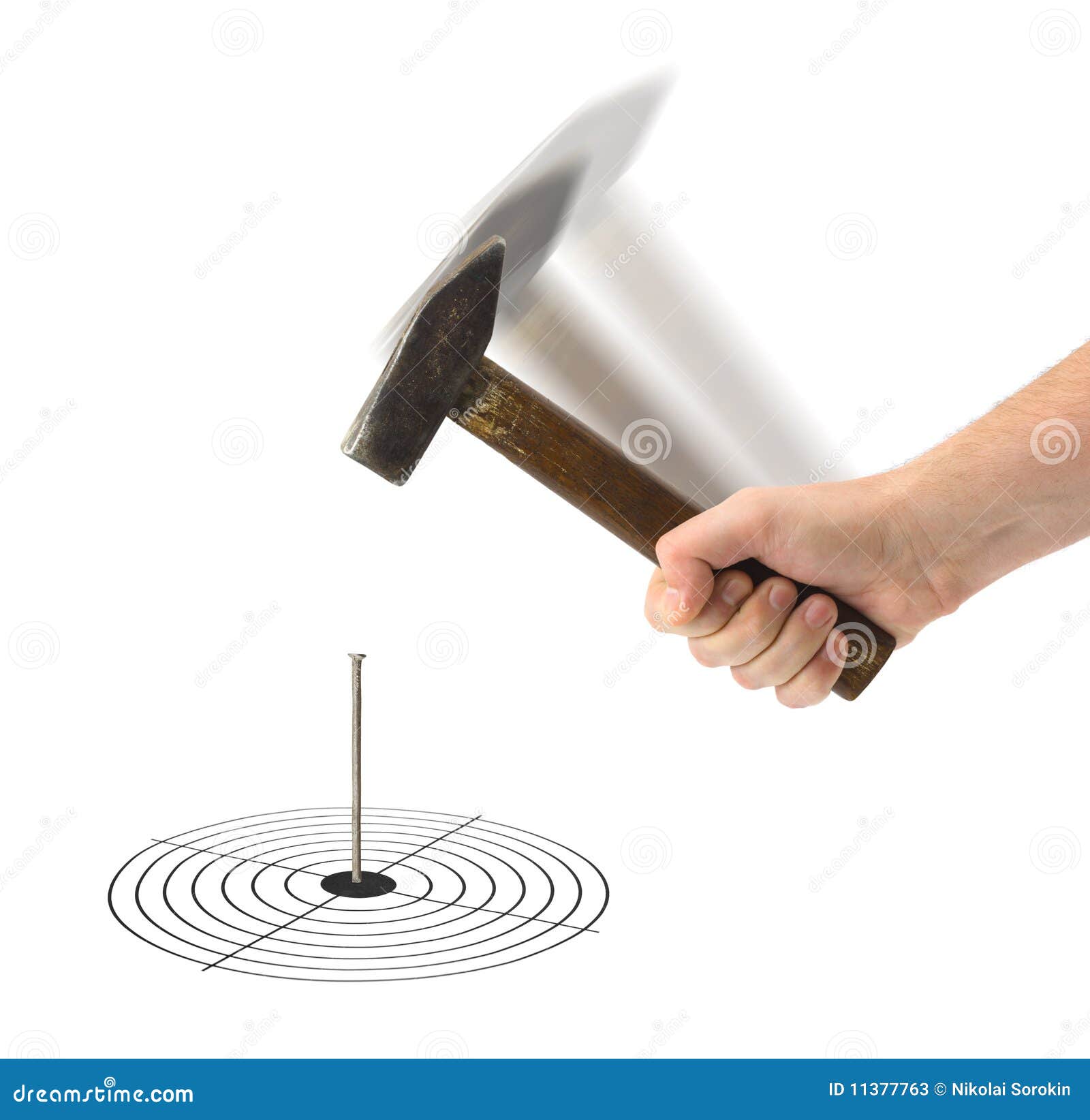 Hand with Hammer and Nail in Target Stock Image Image of nail, goal