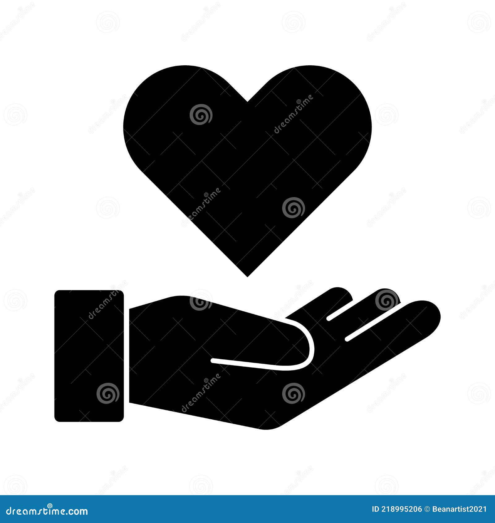 Heart on hands vector icon stock vector. Illustration of line 218995206