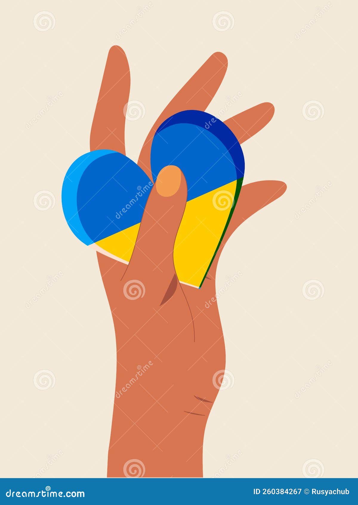 Heart Icon with the Flag of Ukraine in Hand. Support and Faith in