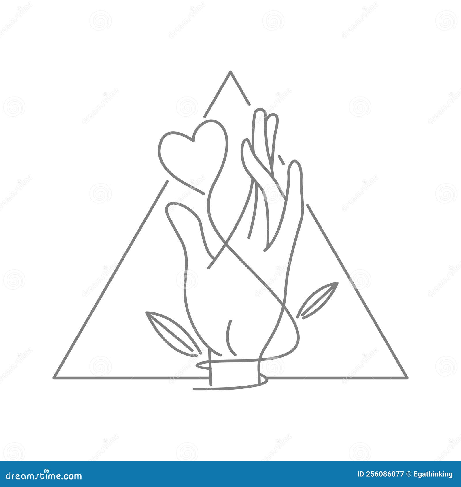 Hand and Heart Triangle Icon Vector Illustration Stock Vector