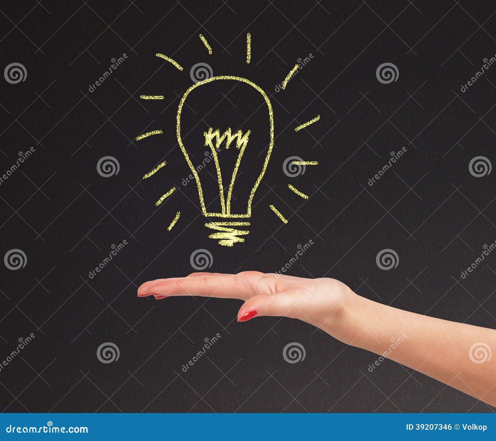 Hand Hold Bright Light Bulb with Board Stock Photo Image of