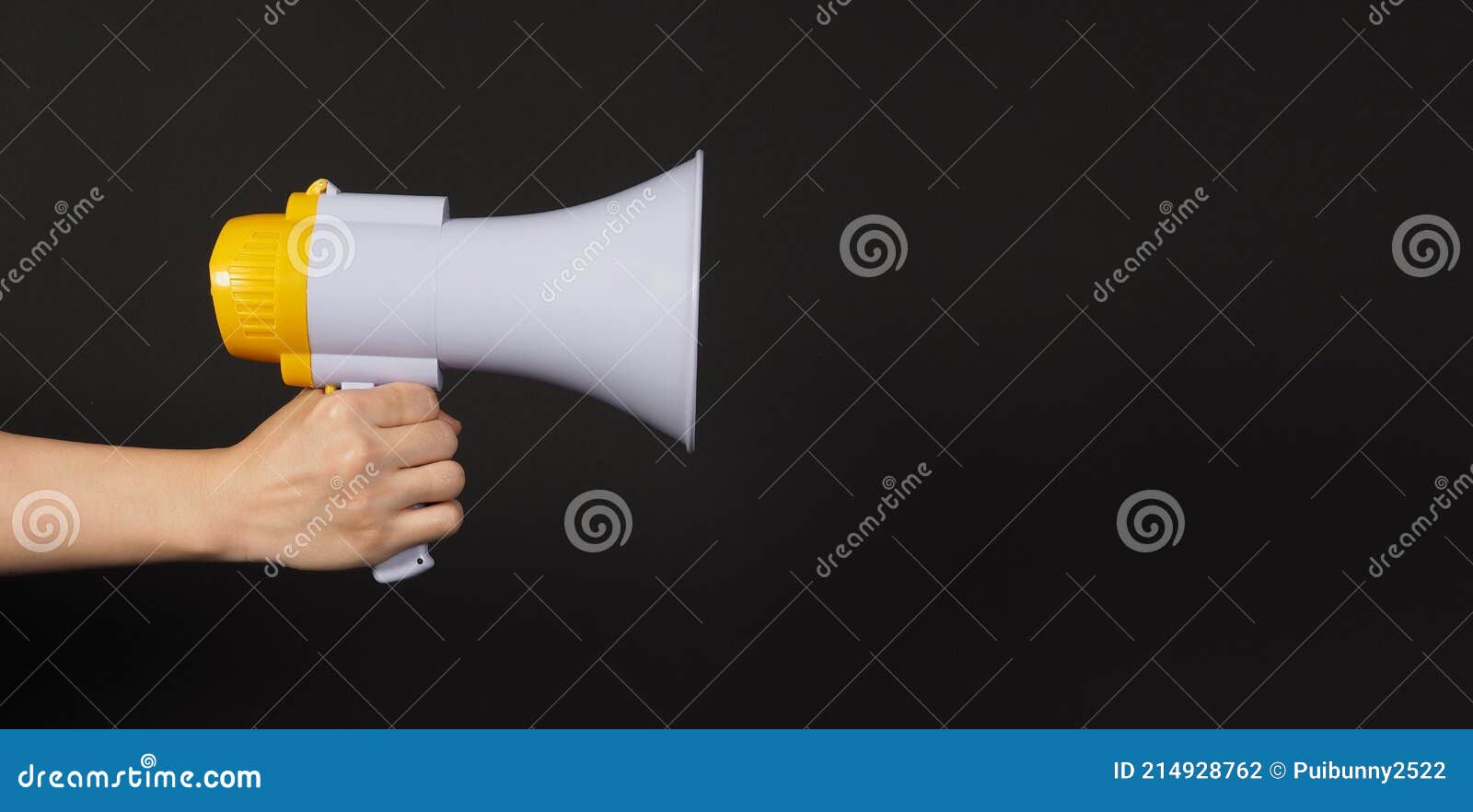 Hand is Hold Megaphone on Black Background Stock Photo Image of megaphone, horn 214928762
