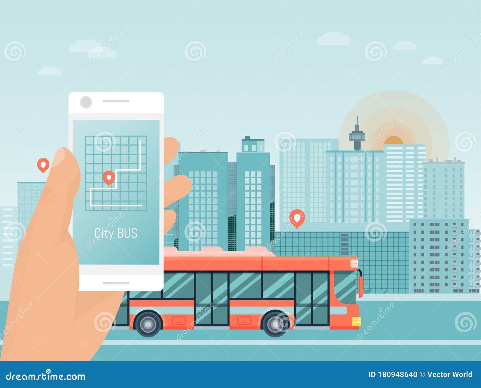 hand hold smart phone app, city bus travel tour, autobus mobile application flat  . street coach urban