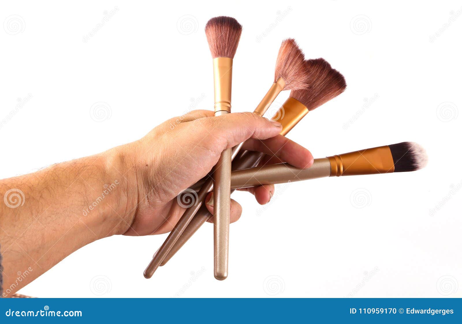 Hand Hold Variety of Makeup Brushes Stock Photo Image of applicator