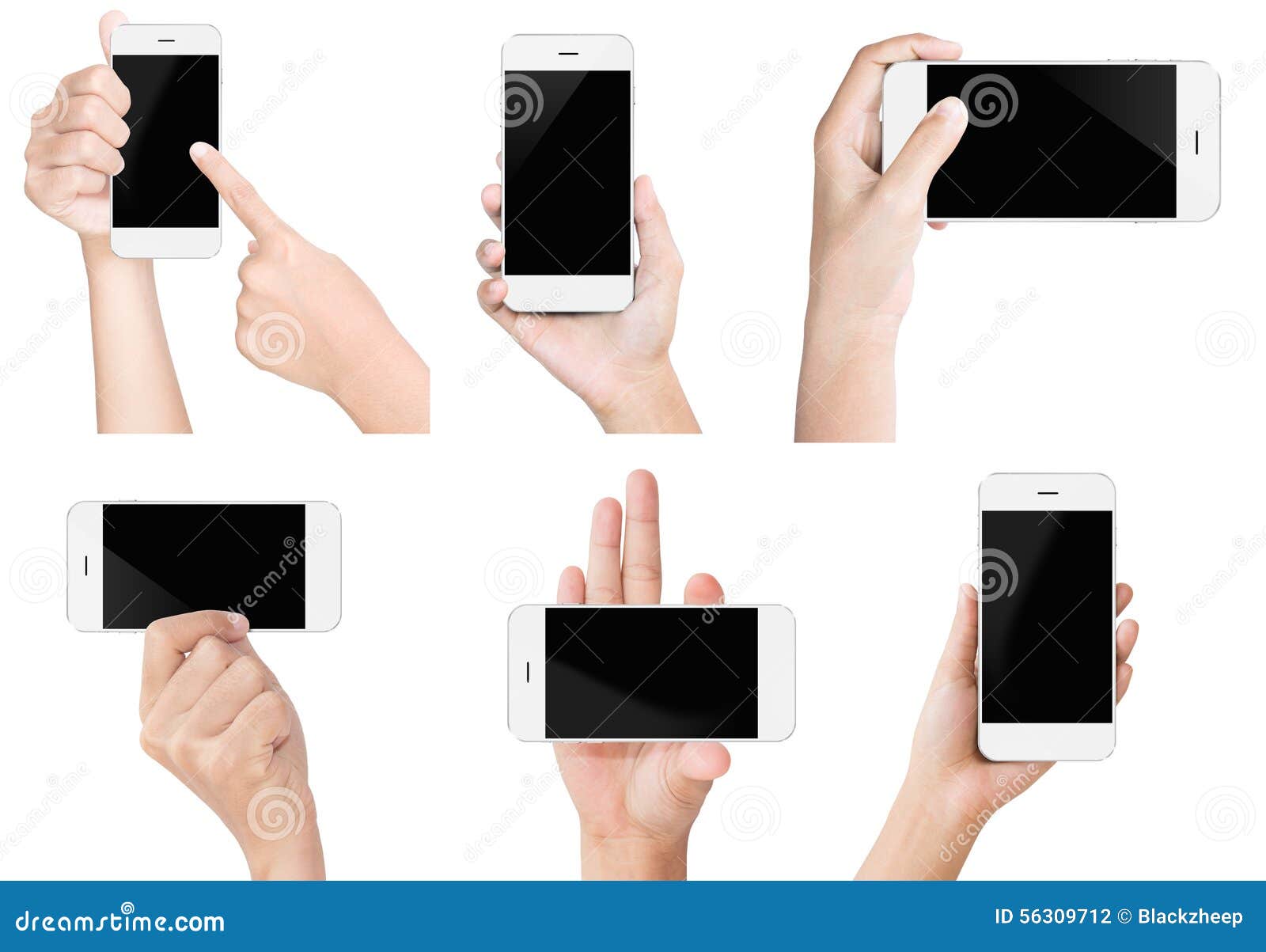 hand hold white modern smart phone show screen display 