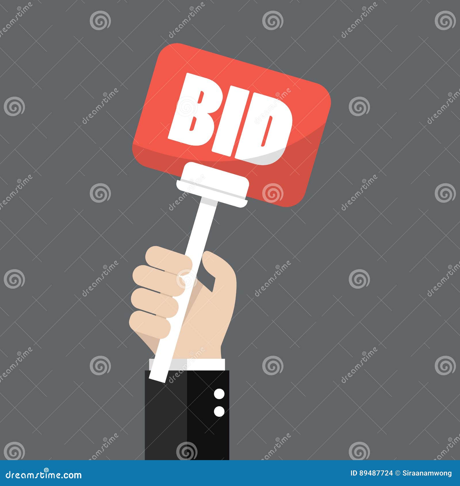 Hand Holding Auction Paddle Stock Vector Illustration of auctioning