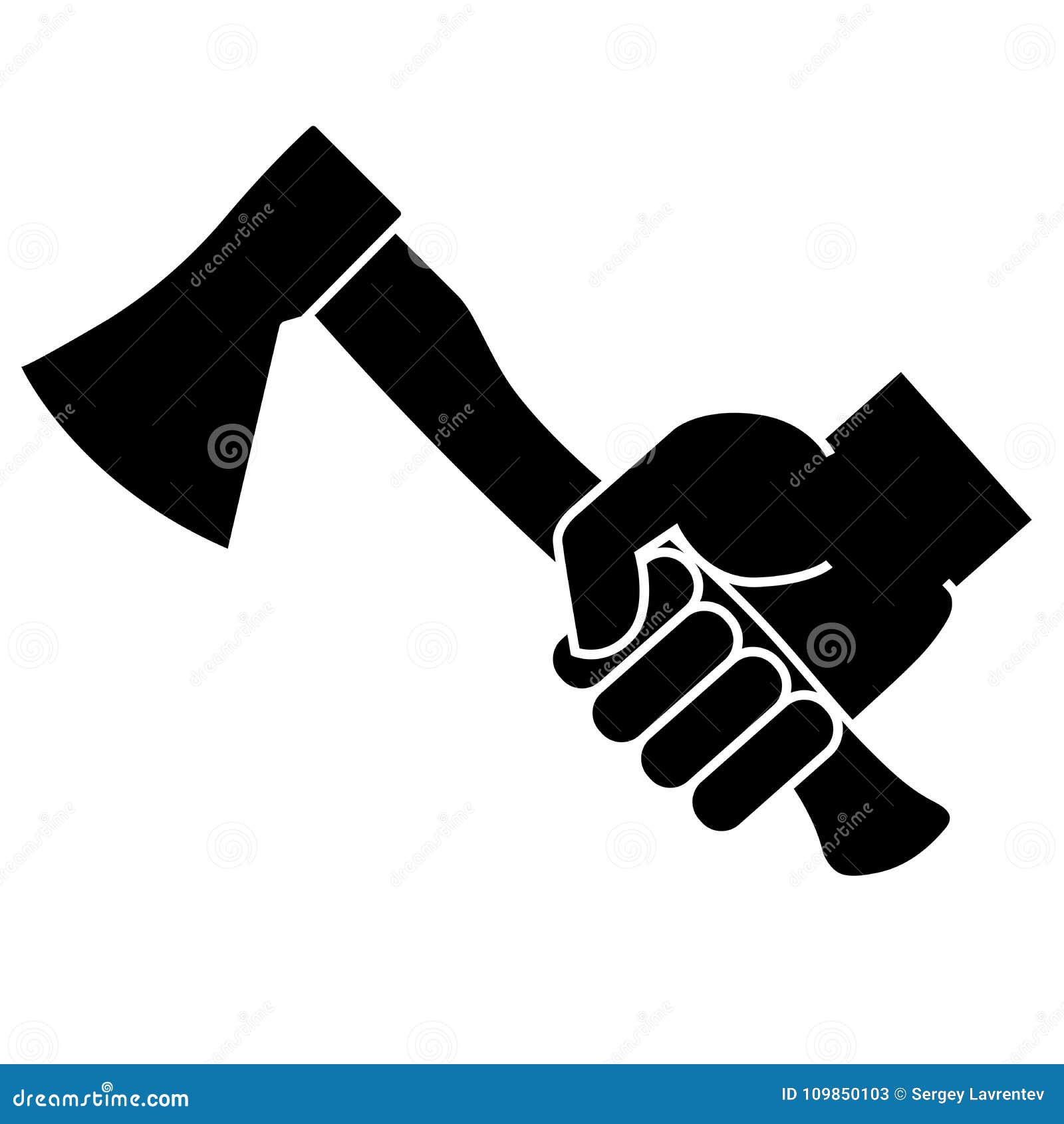 Hand Holding Axe Cartoon Vector 109850103