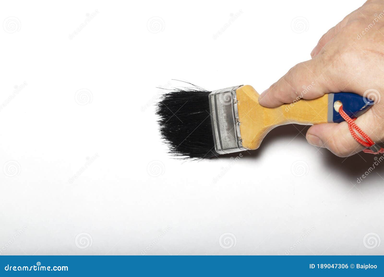 Hand Holding Big Paint Brush, without Paint , Isolated on White Background  Stock Photo - Image of painter, work: 189047306