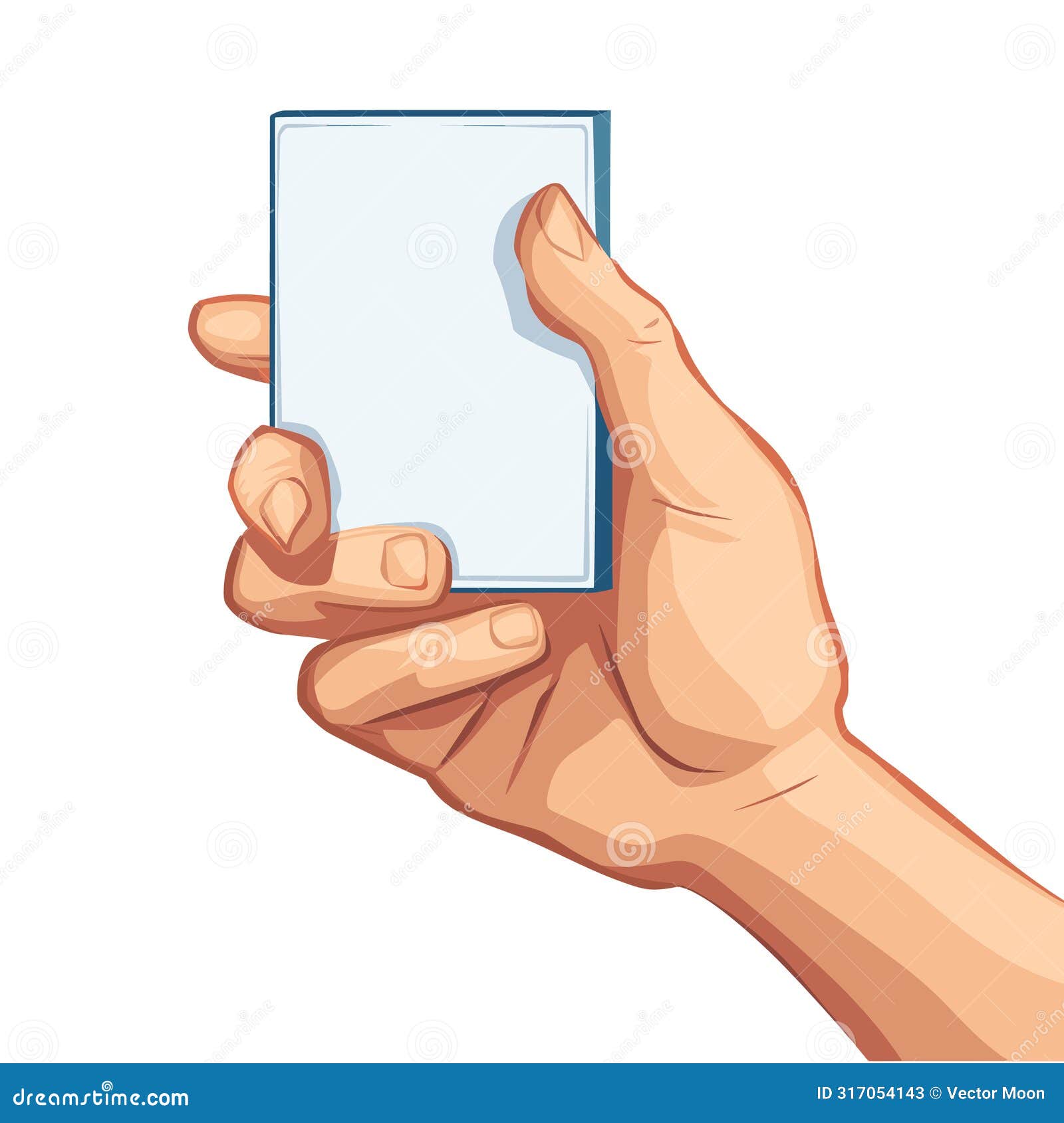 hand holding blank card, closeup fingers gripping card, palm presenting empty space text 