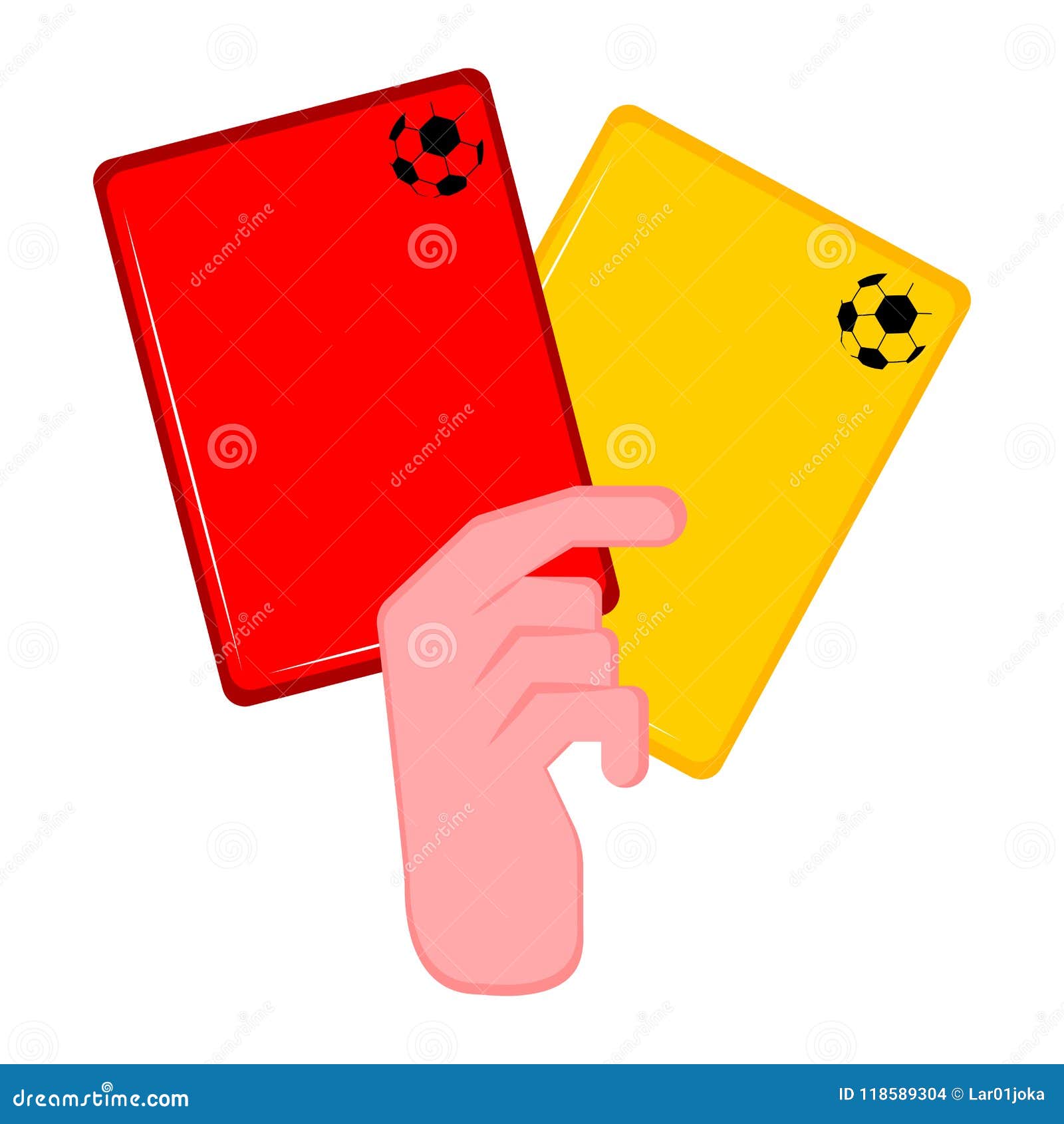 Hand Holding Both Red And Yellow Card Stock Vector - Illustration of cartoon, football: 118589304