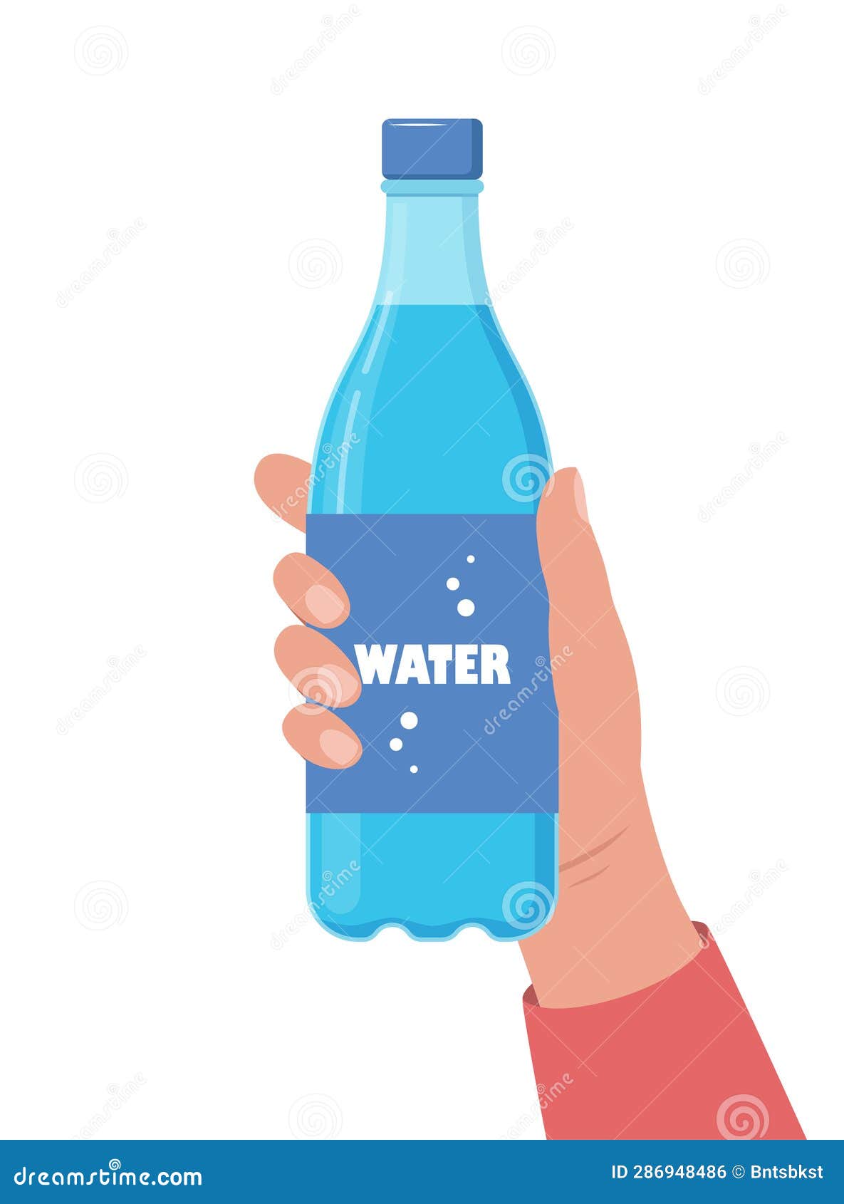Hand Holding Bottle of Water. Drink More Water Concept Stock Vector