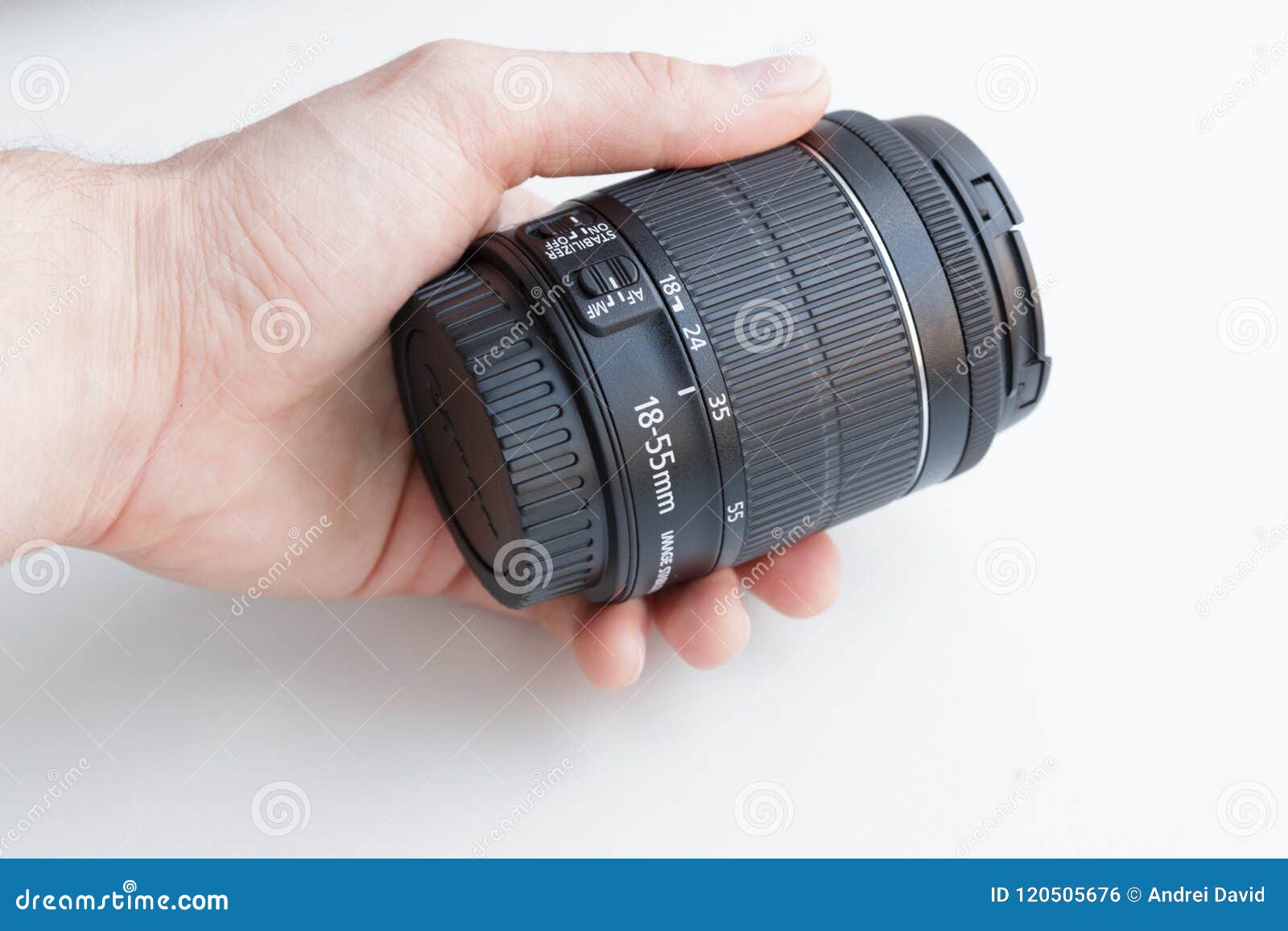 Hand Holding Camera Lens on White Background Stock Photo Image of