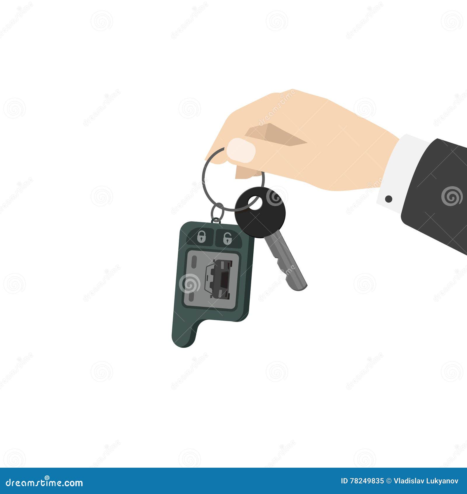 Hand Holding Car Keys Vector Illustration Stock Vector - Illustration ...