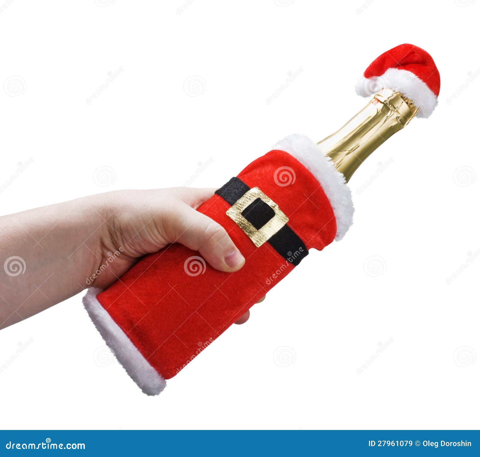 Hand Holding a Champagne Bottle Stock Image Image of isolated