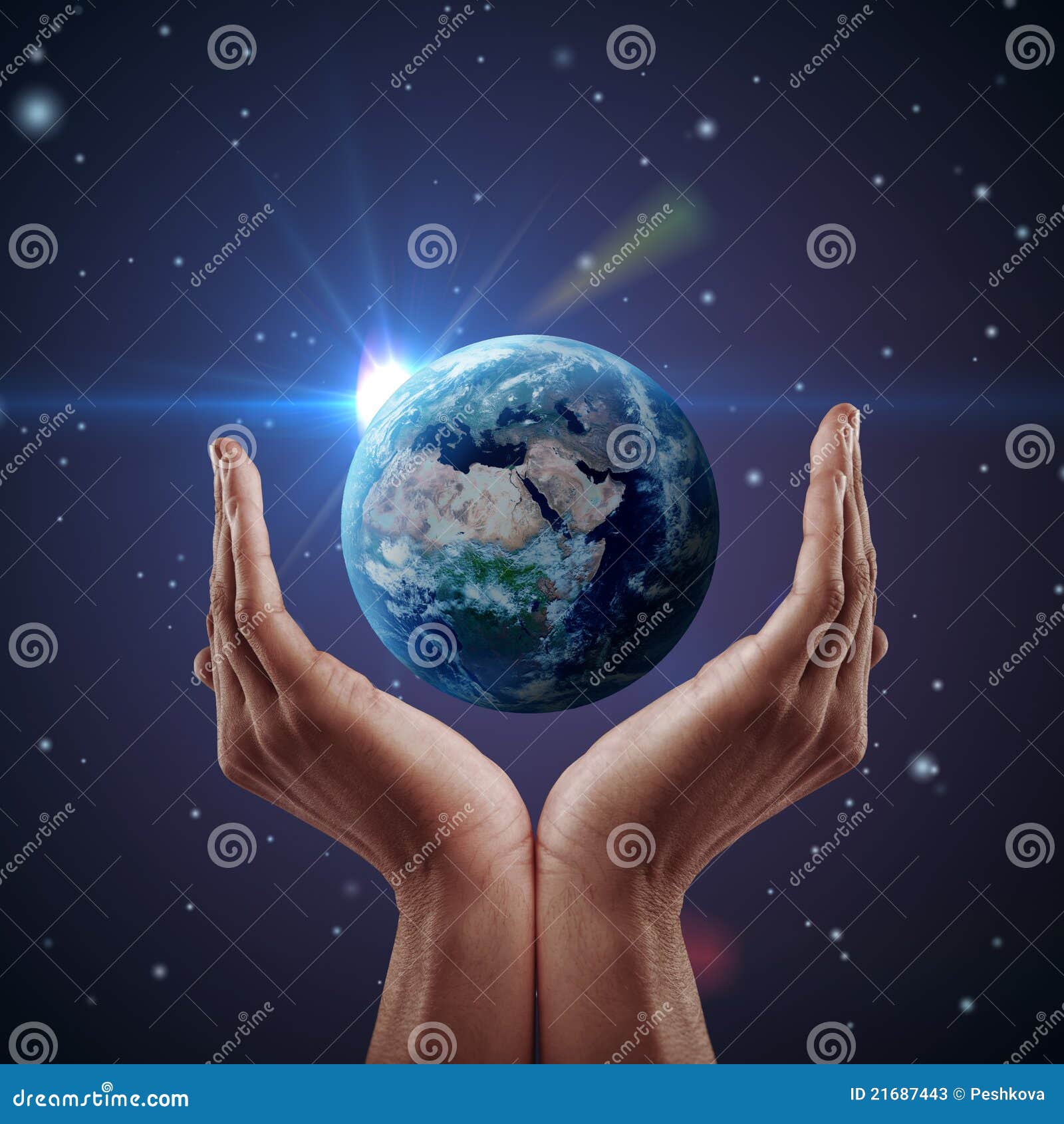 Hand holding earth. stock illustration. Illustration of global 21687443