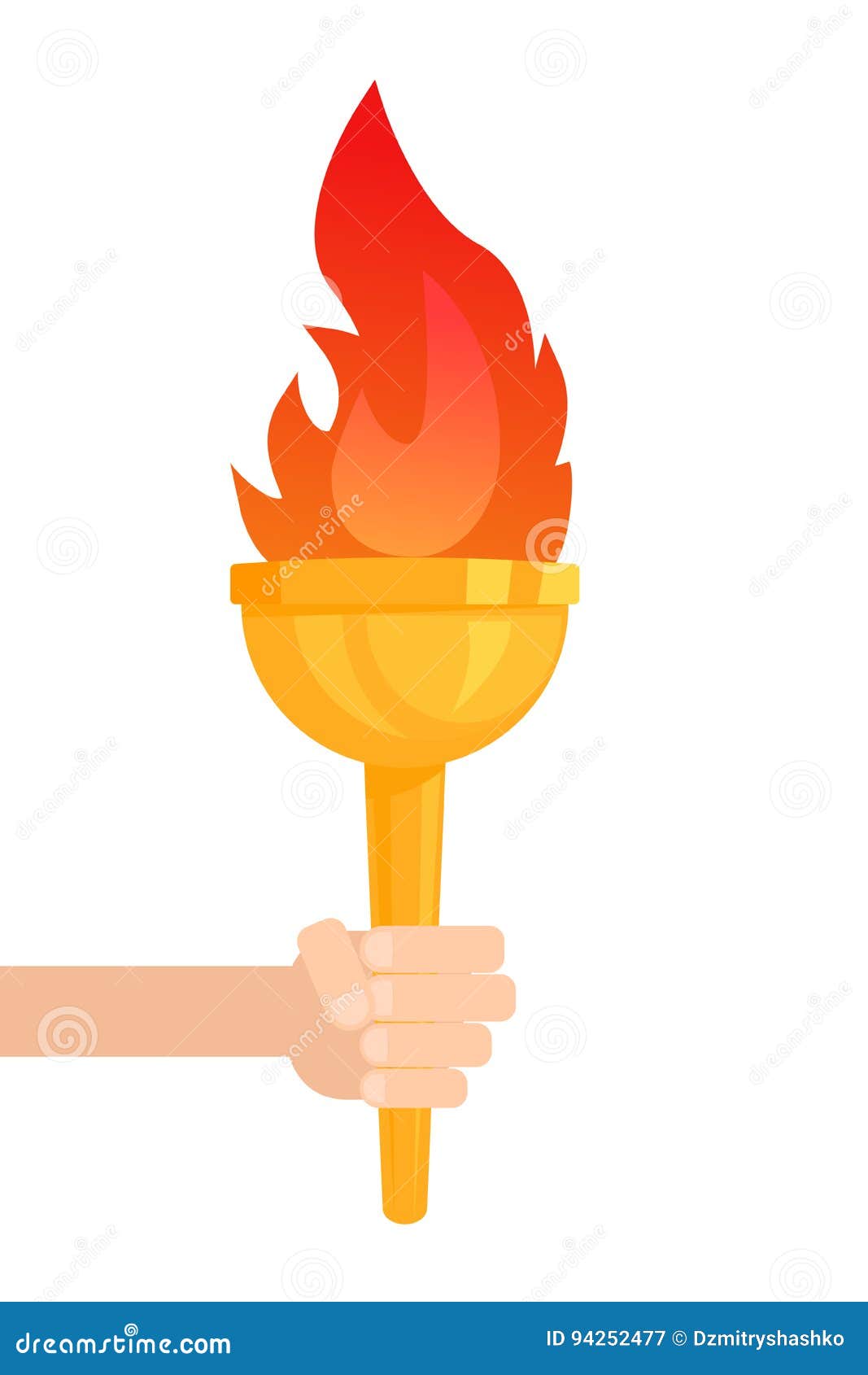 Hand holding flaming torch stock vector. Illustration of hand - 94252477