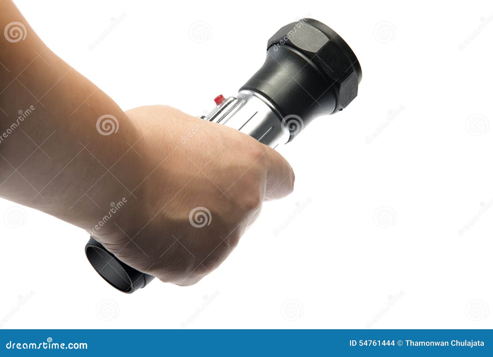 Hand holding flashlight stock photo. Image of electric 54761444