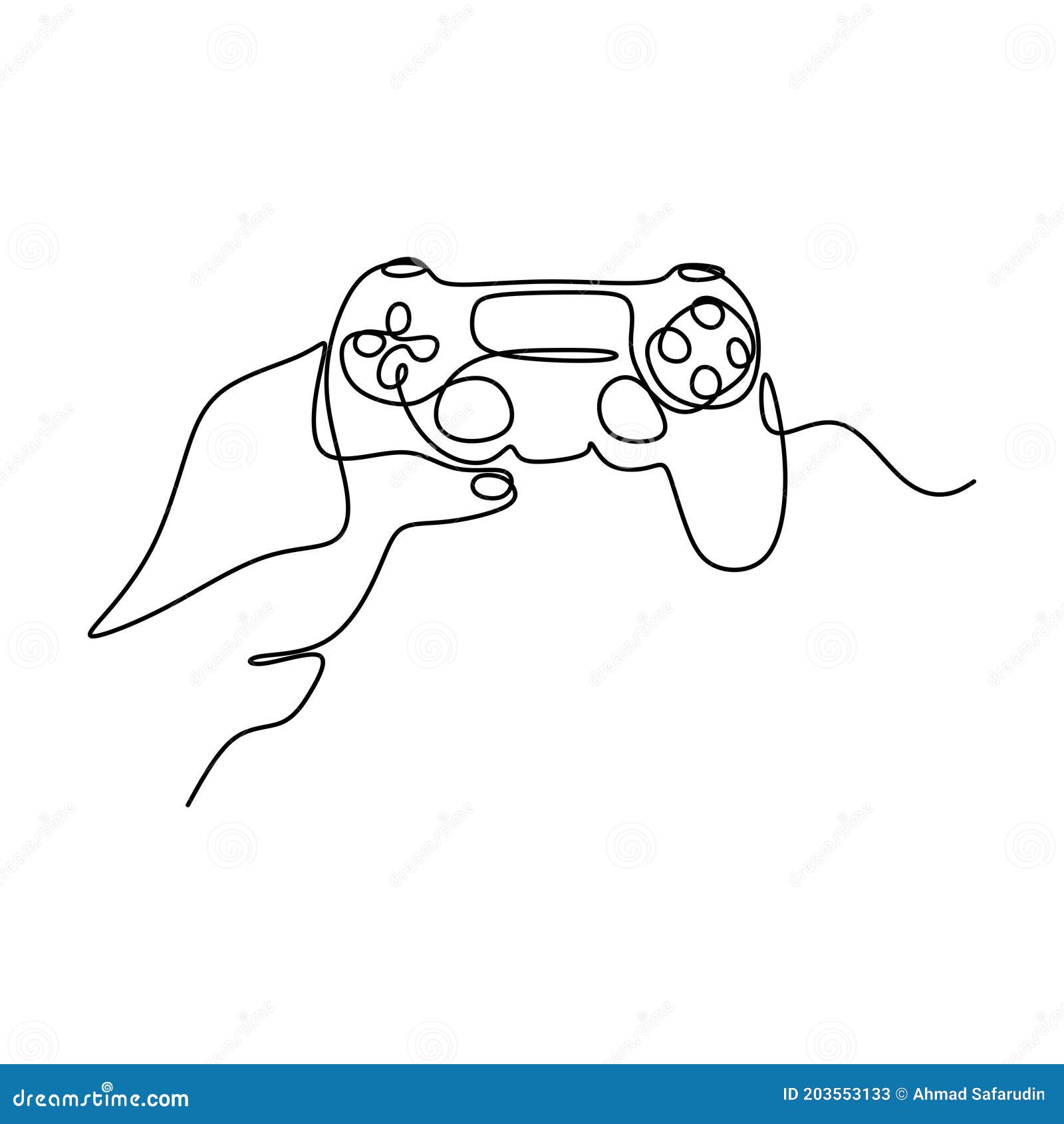 Single continuous line drawing smartphone connected with gamepad