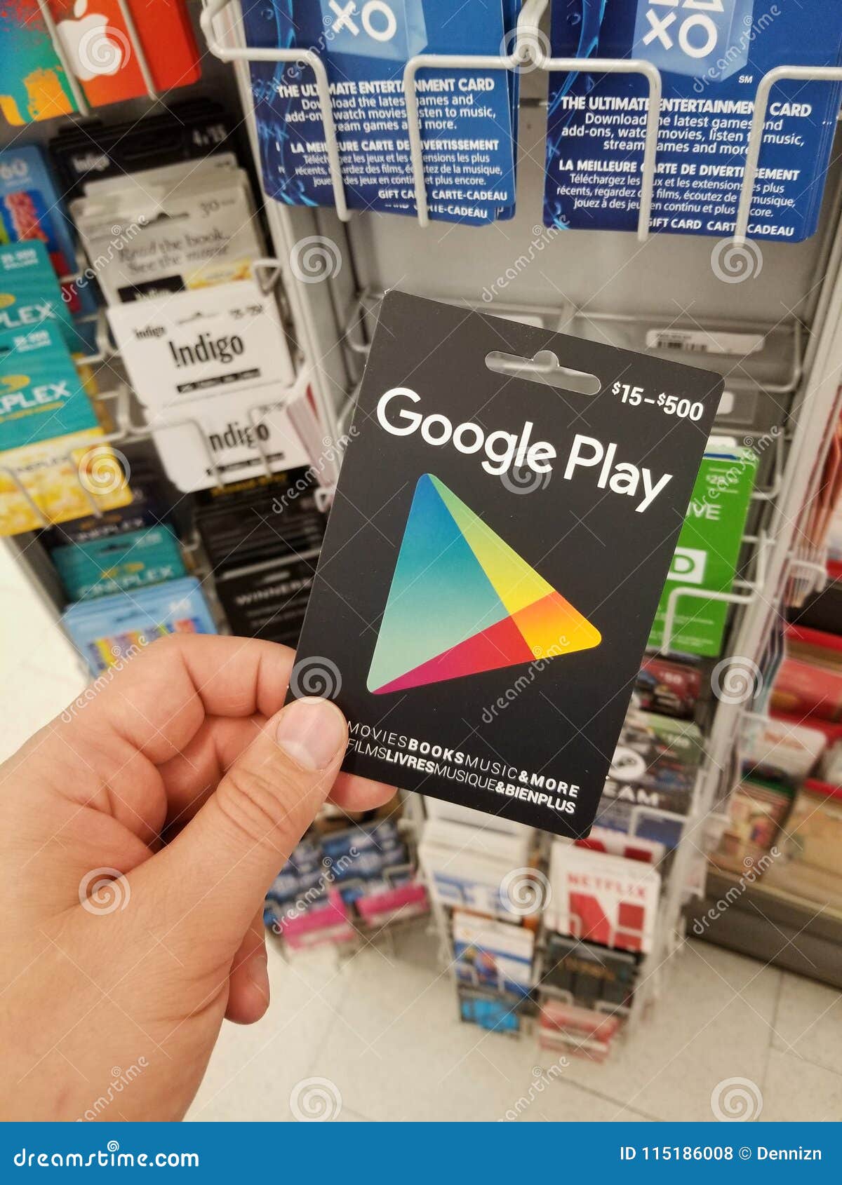 A Hand Holding A Google Play Gift Card Editorial Stock Photo Image Of Play Cash 115186008