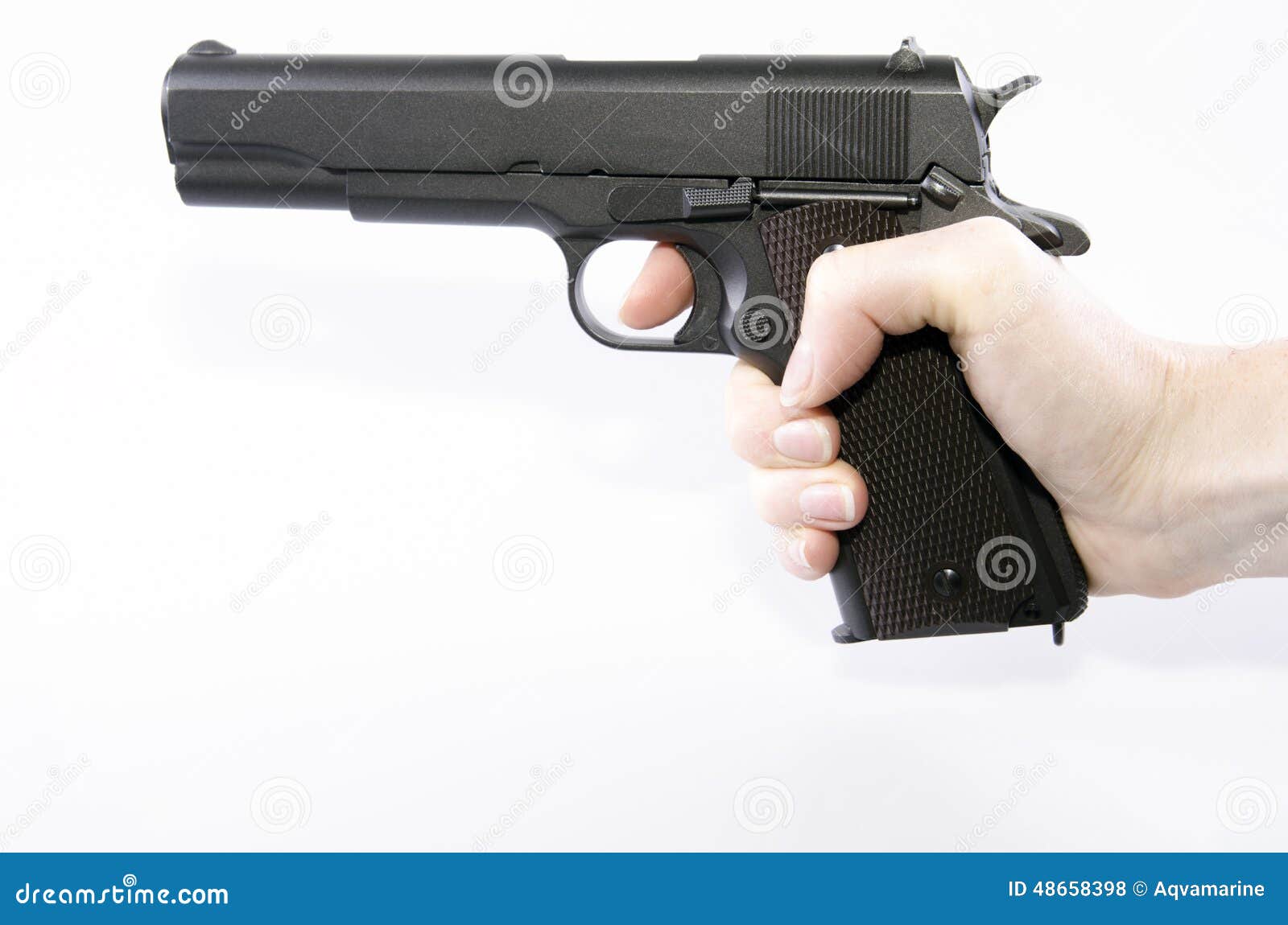 Hand Holding a Gun on a White Background Stock Photo Image of hand