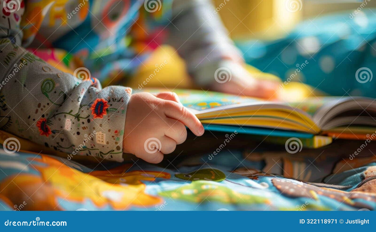 a hand holding an interactive storybook that incorporates sensory s such as textured pages and scents to