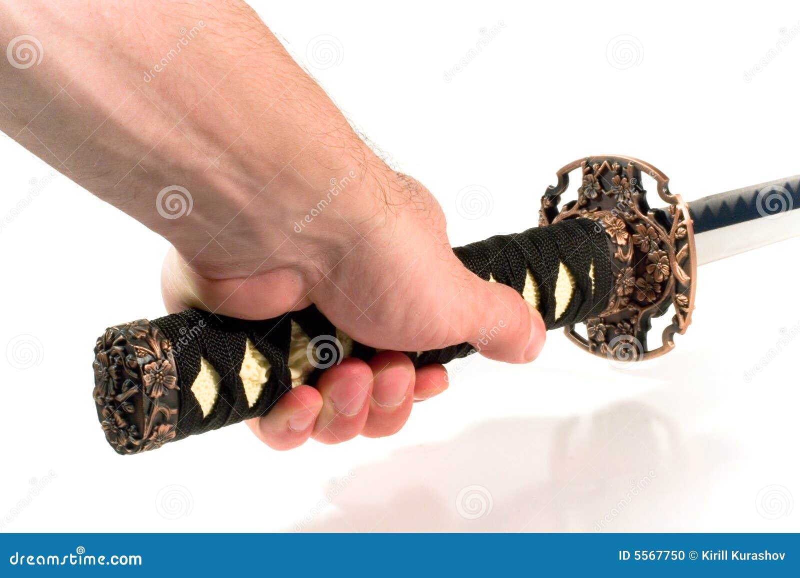 Ninja samurai holds katana in a hands Stock Photo