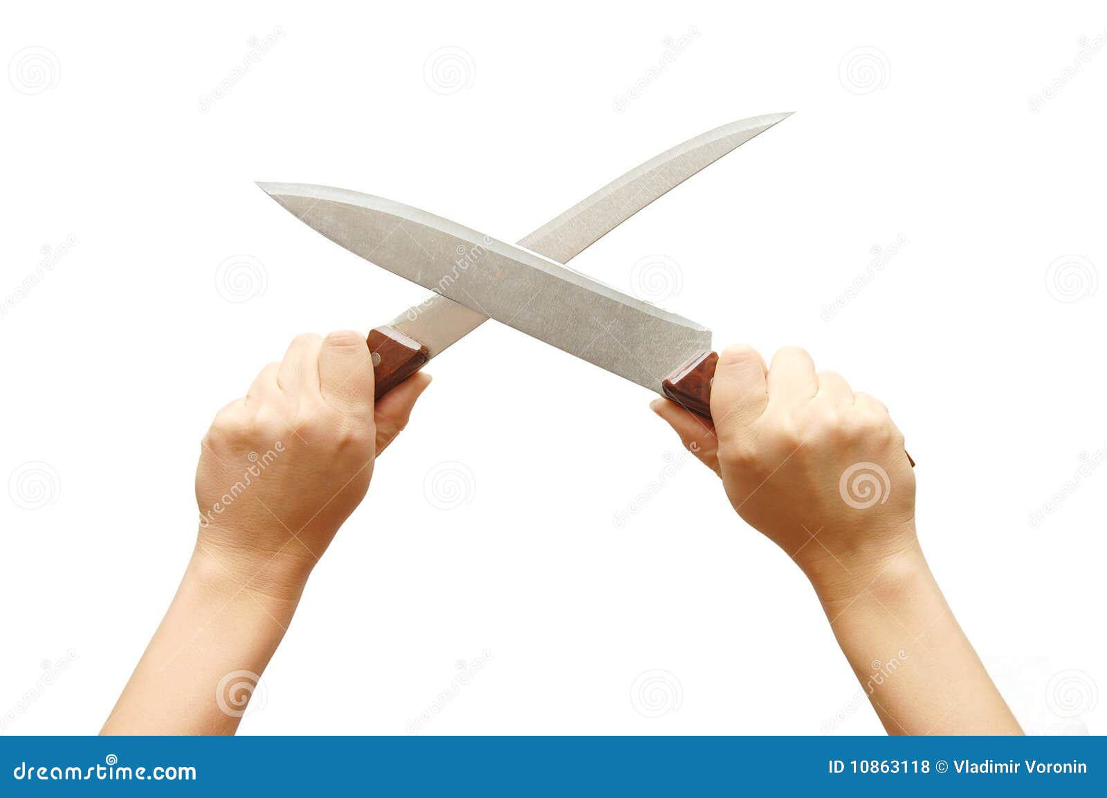 Hand Holding A Knife Isolated On White Royalty Free Stock Photos