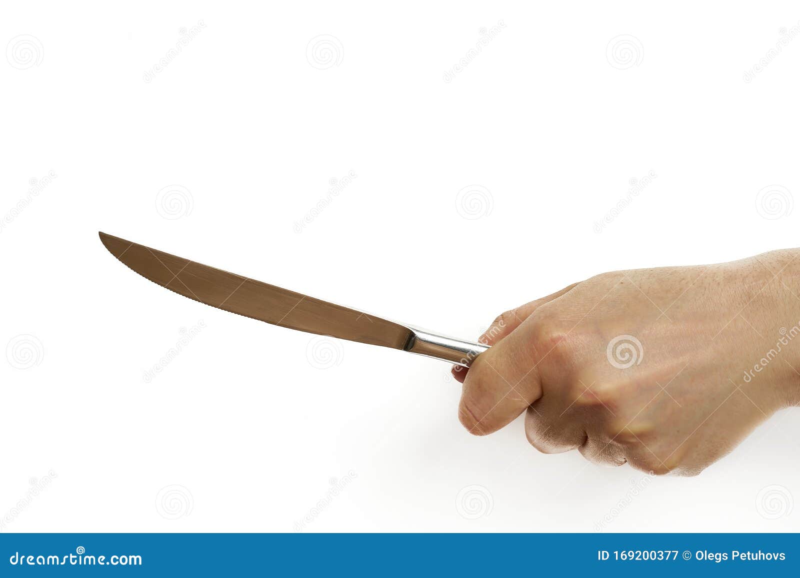A Hand Holding a Knife Isolated on White Background Stock Image Image