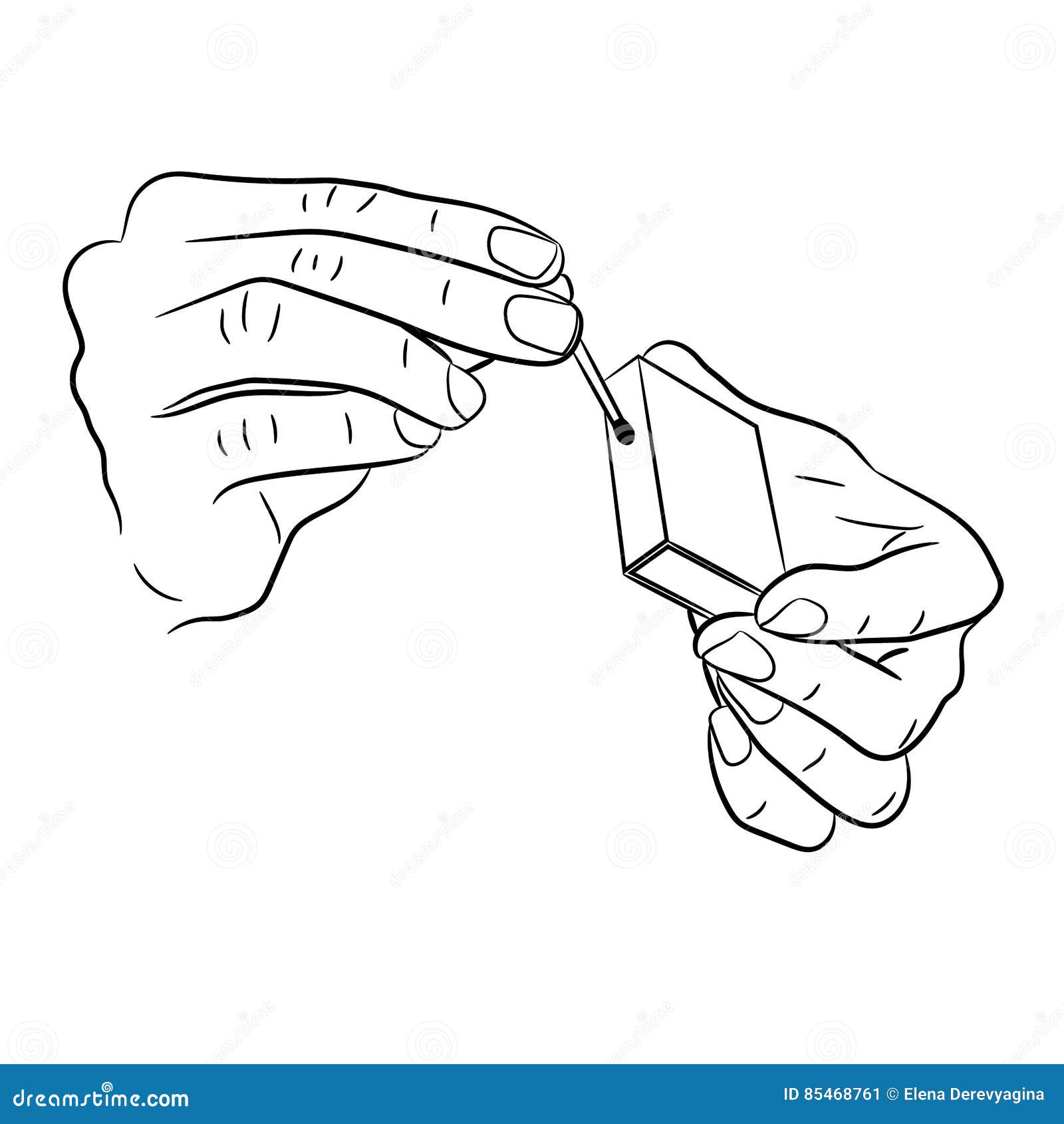 Hand Holding Match And Box Of Monochrome Illustration Stock Illustration Illustration Of Flammable Cardboard 85468761
