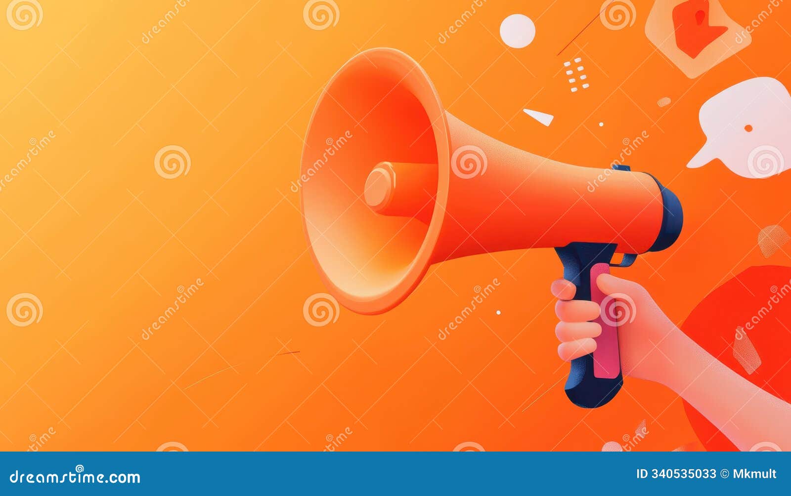 hand holding a megaphone on an orange background promoting marketing strategies