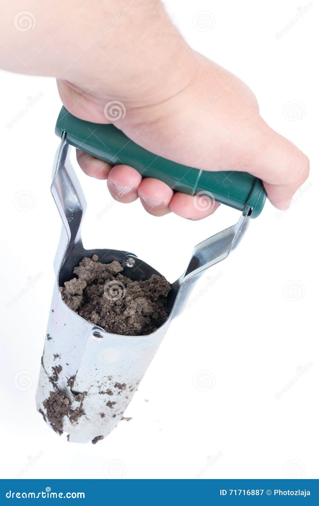 Hand Holding Metal Tool for Digging Holes and Planting of Fruit Stock