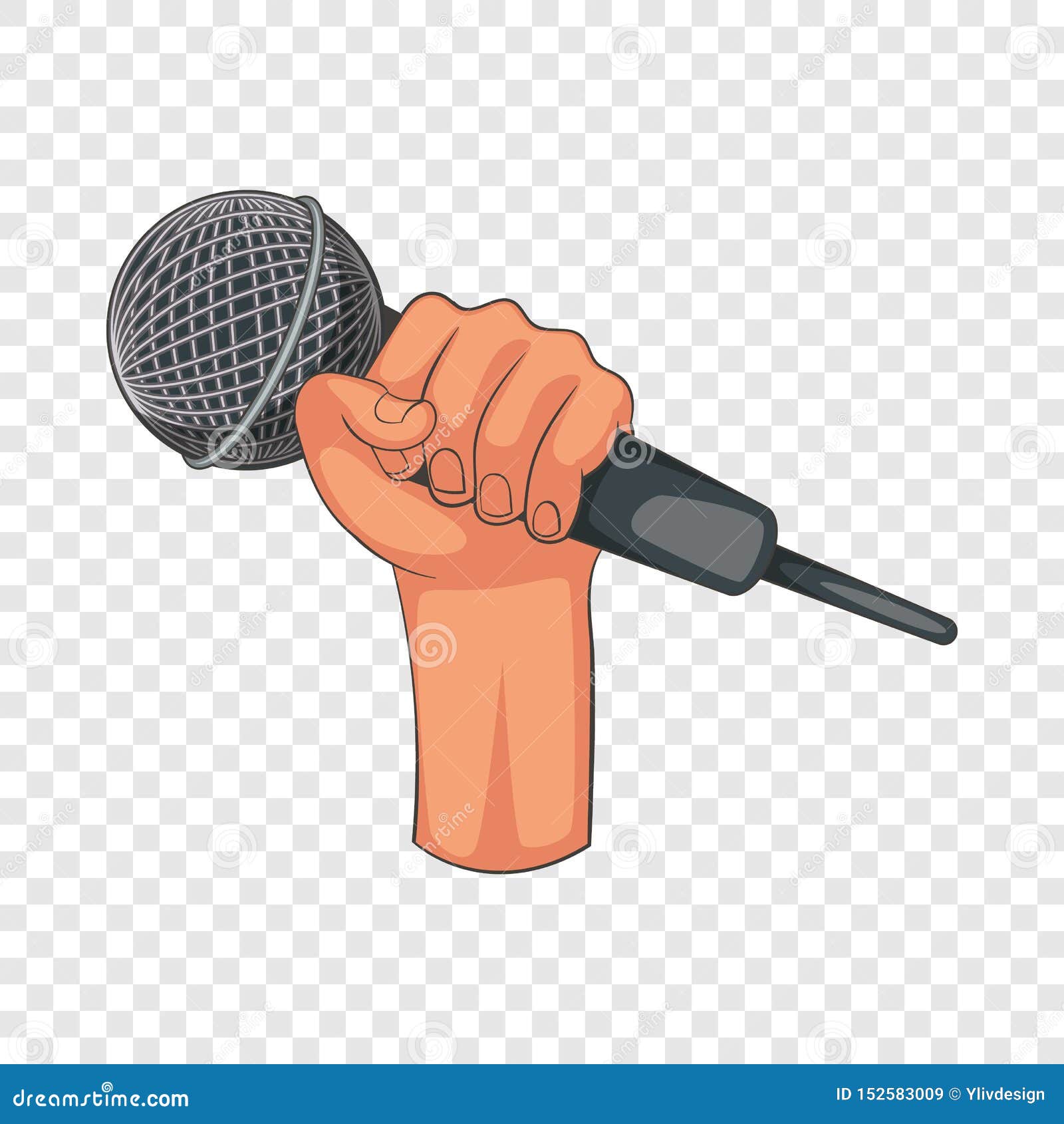 Hand Holding Microphone Icon, Cartoon Style Stock Vector Illustration