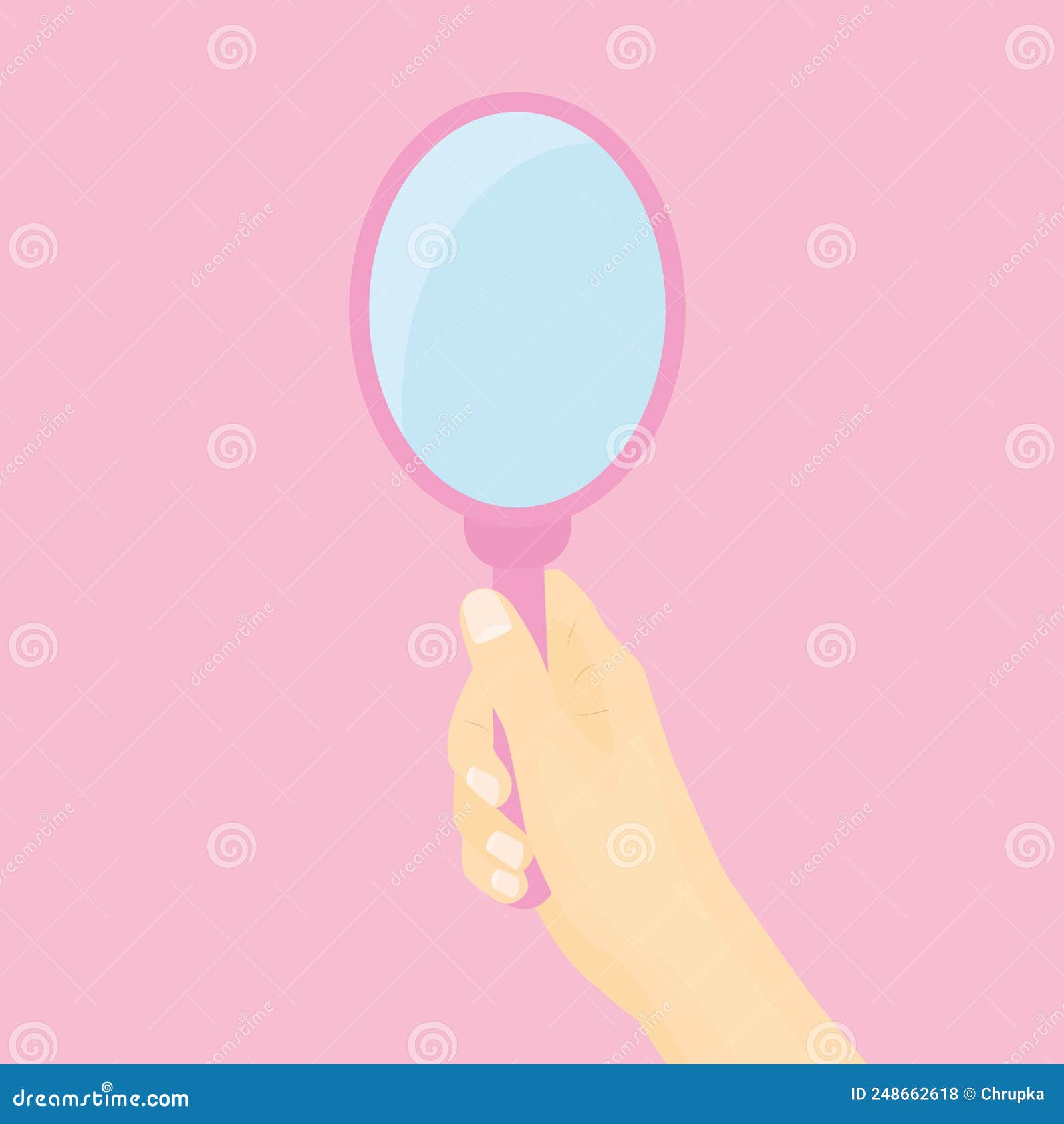 Hand holding mirror stock vector. Illustration of makeup 248662618