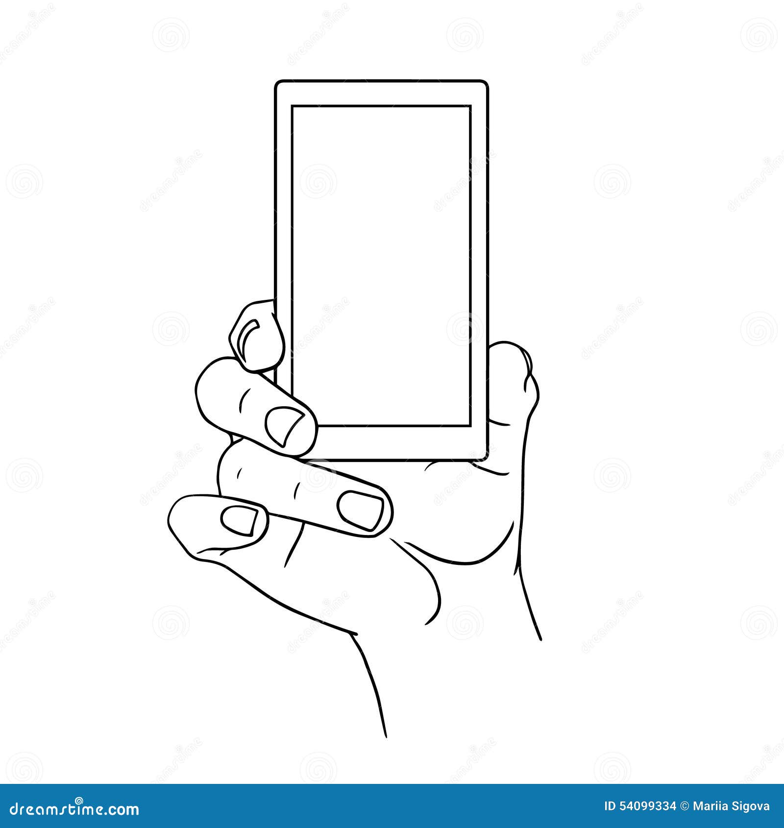 Hand Holding Mobile, Front View. Vector Stock Vector - Illustration of