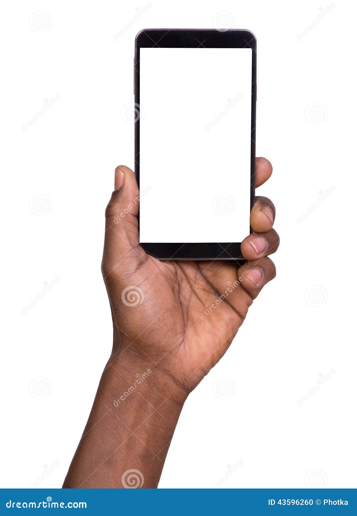 hand holding mobile smart phone with blank screen