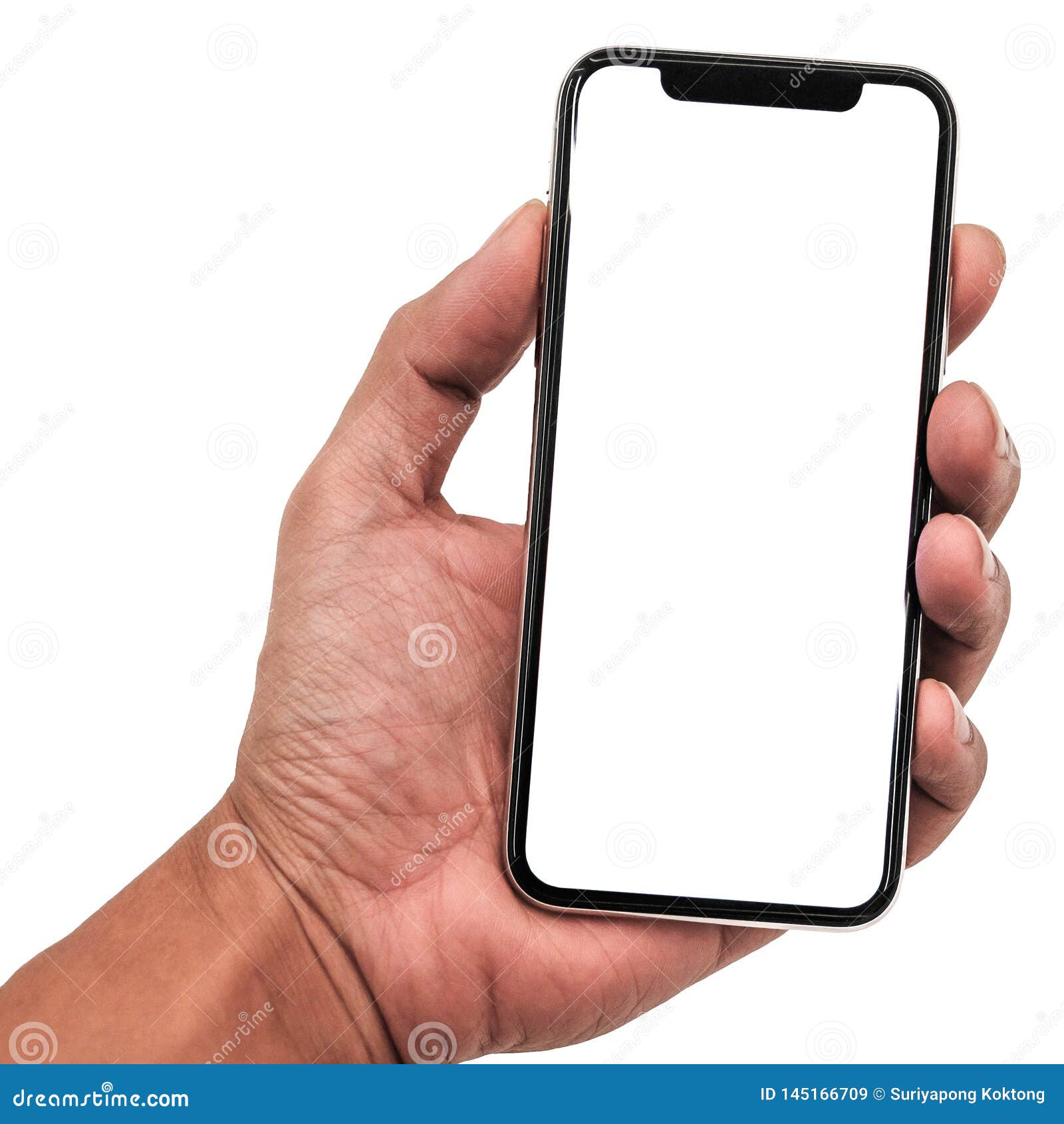 hand holding, new version of black slim smartphone similar to iphone x